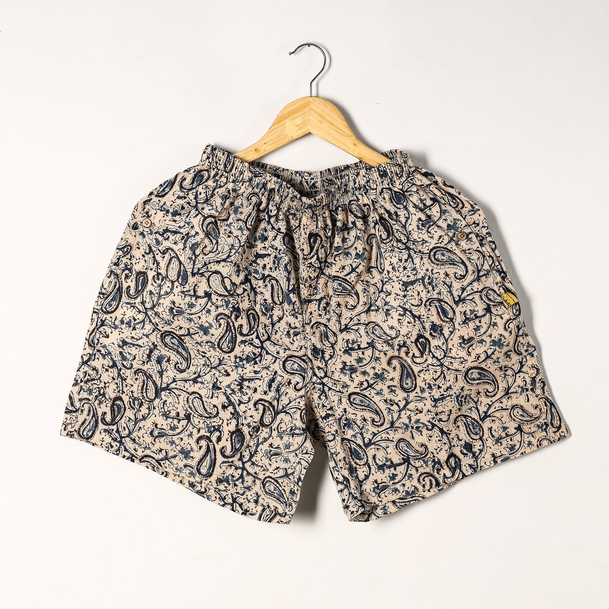 Unisex boxer shorts – ITOKRI CASUALS Beige - Kalamkari Block Printed Cotton Unisex Boxer/Shorts
