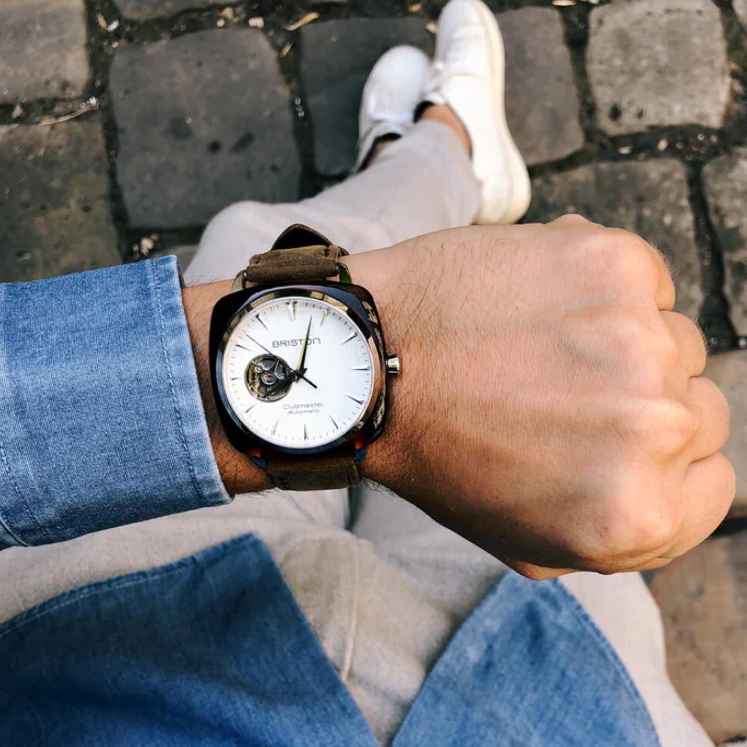 Briston Clubmaster Iconic Men Automatic White Dial Analog Leather Watch 18740.SA.TI.2.LVBR - view 3