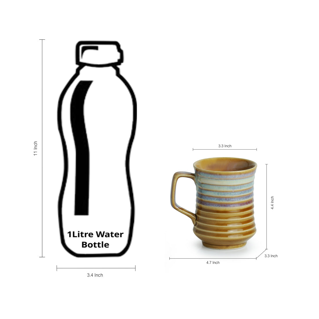 EXCLUSIVELANE 'Rings in the sky' Tea-Coffee & Milk Mug Dual-Glazed Studio Pottery In Ceramic (350 ML, Microwave Safe) - view 5