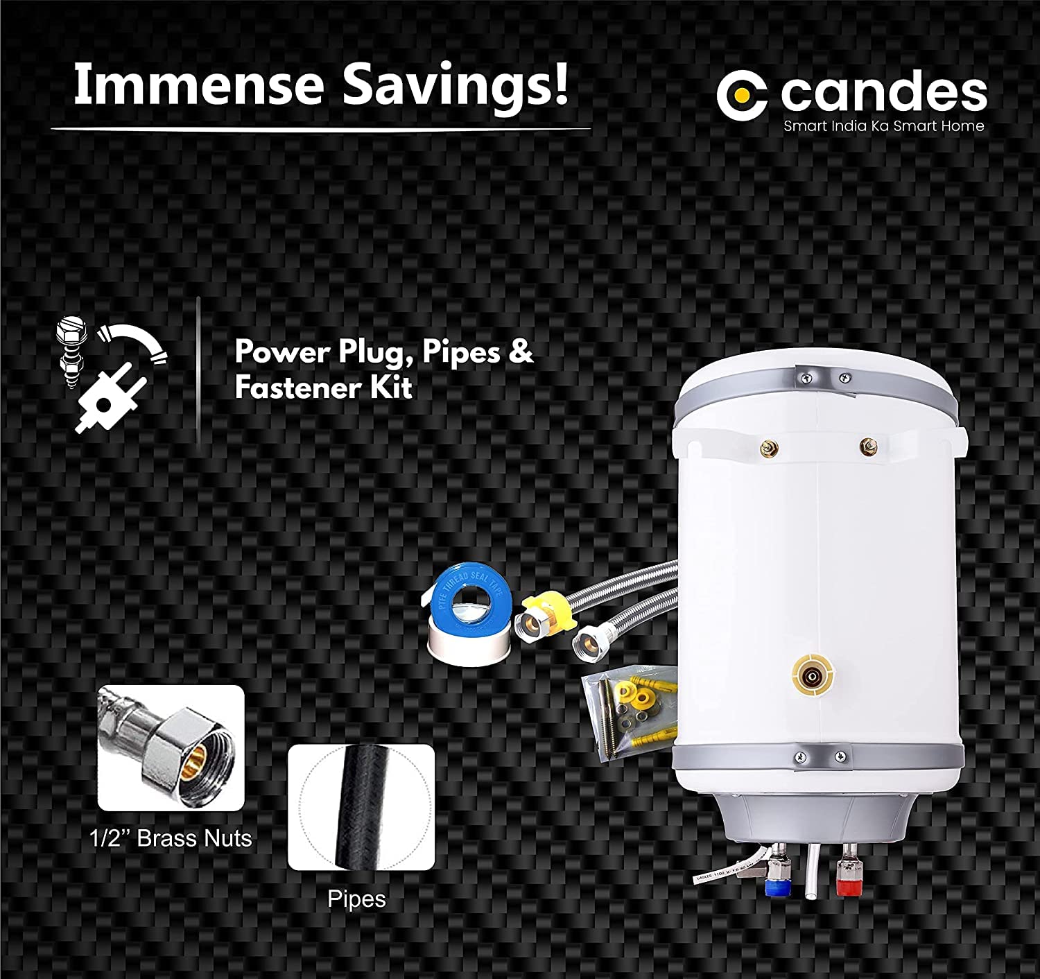 Candes 25 Litre Elentro 5 Star Rated Automatic Instant Storage Electric Water Heater with Special Metal Body Anti Rust Coating With Installation Kit, - view 5