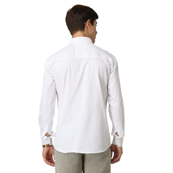 BlackTree Premium Cotton Blend Solid Shirts (White) - view 4
