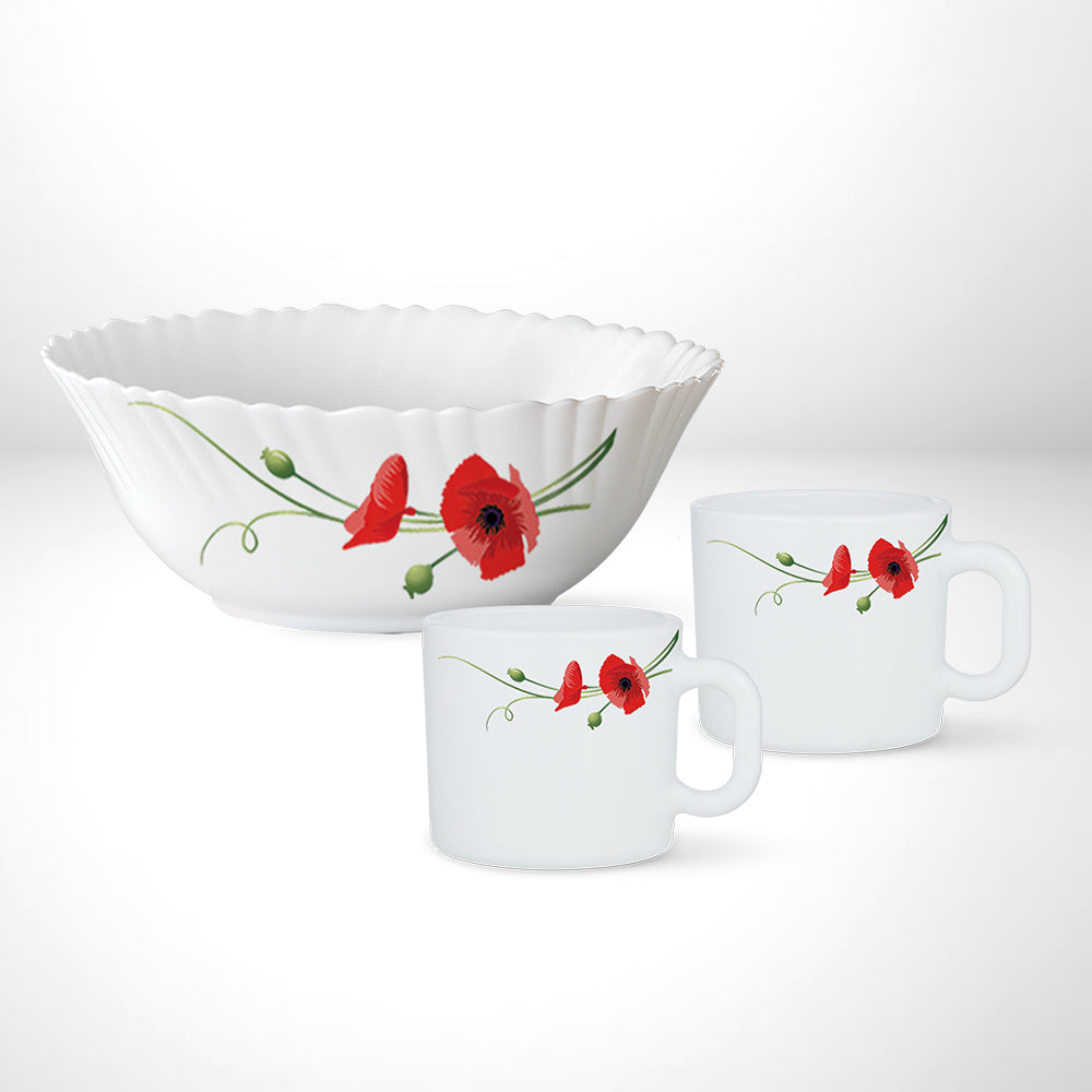 My Borosil Larah by Borosil Red Carnation High Tea Set