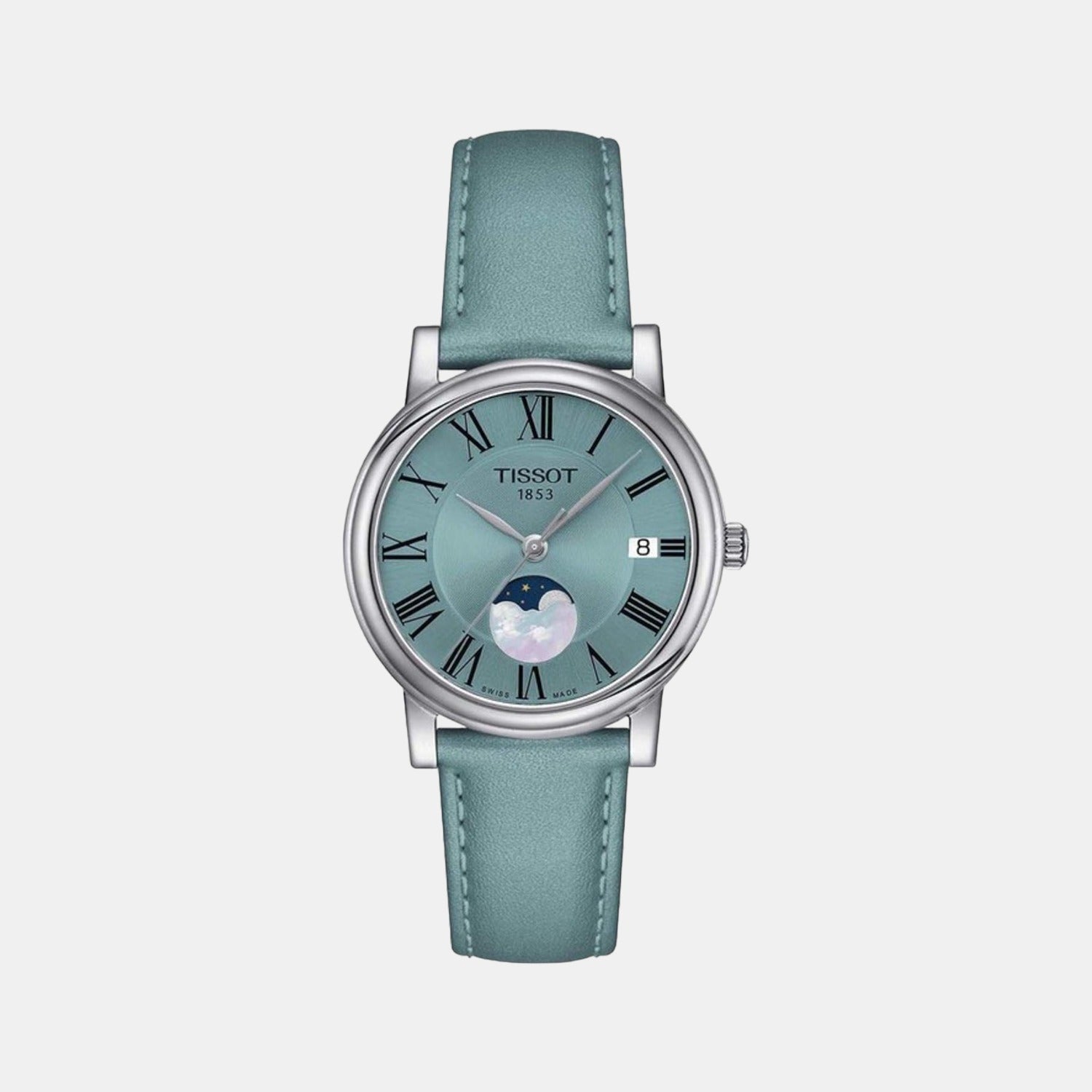 Tissot Carson Women Quartz Light Blue Analog Leather Watch T1222231635300