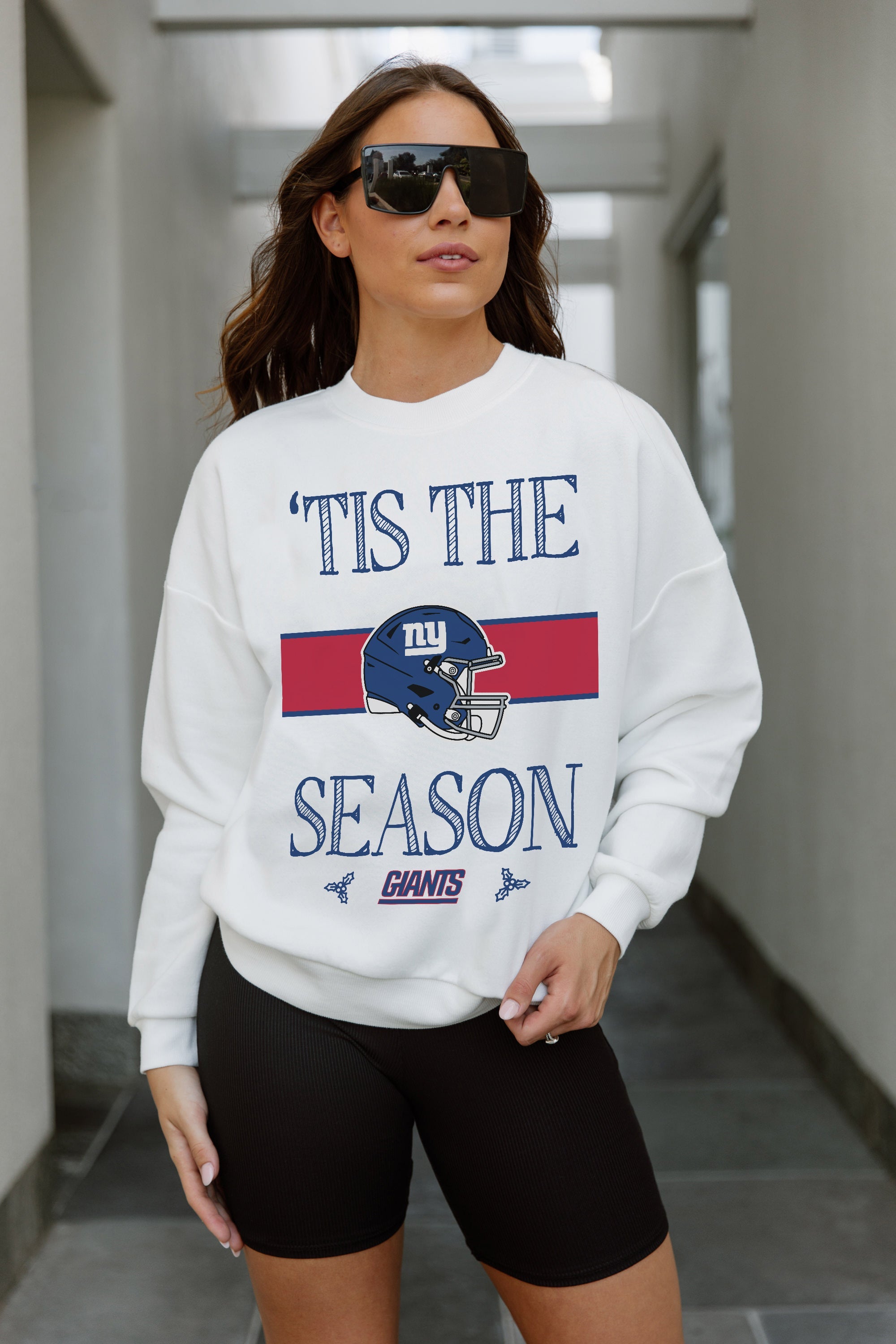 GC X NFL New York Giants Touchdown Tidings Drop Shoulder Crewneck Sweatshirt