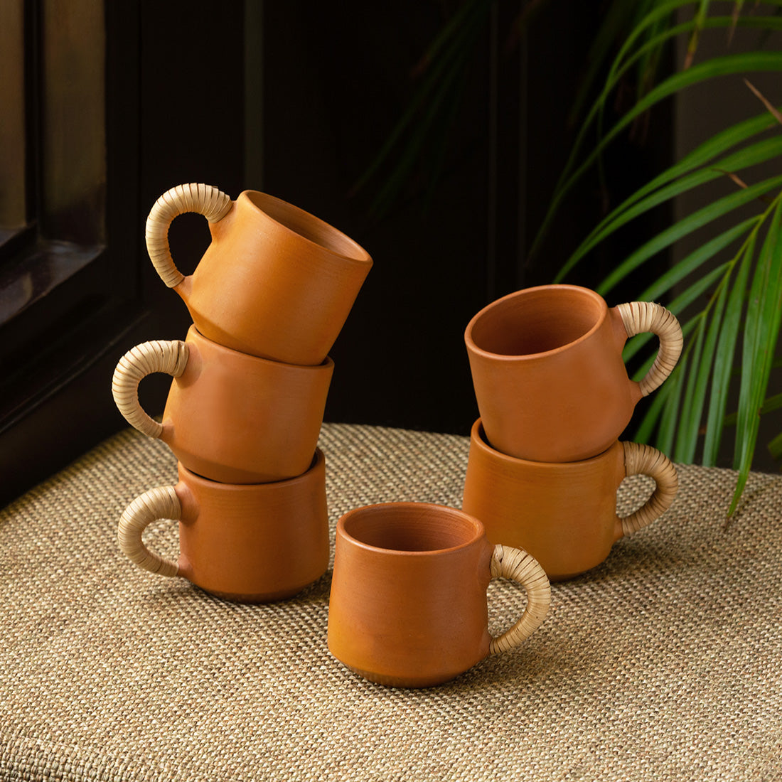 Coffee tea cups – EXCLUSIVELANE 'Cane Heirloom' Coffee & Tea Cups in Terracotta (Set of 6, 140 ml)