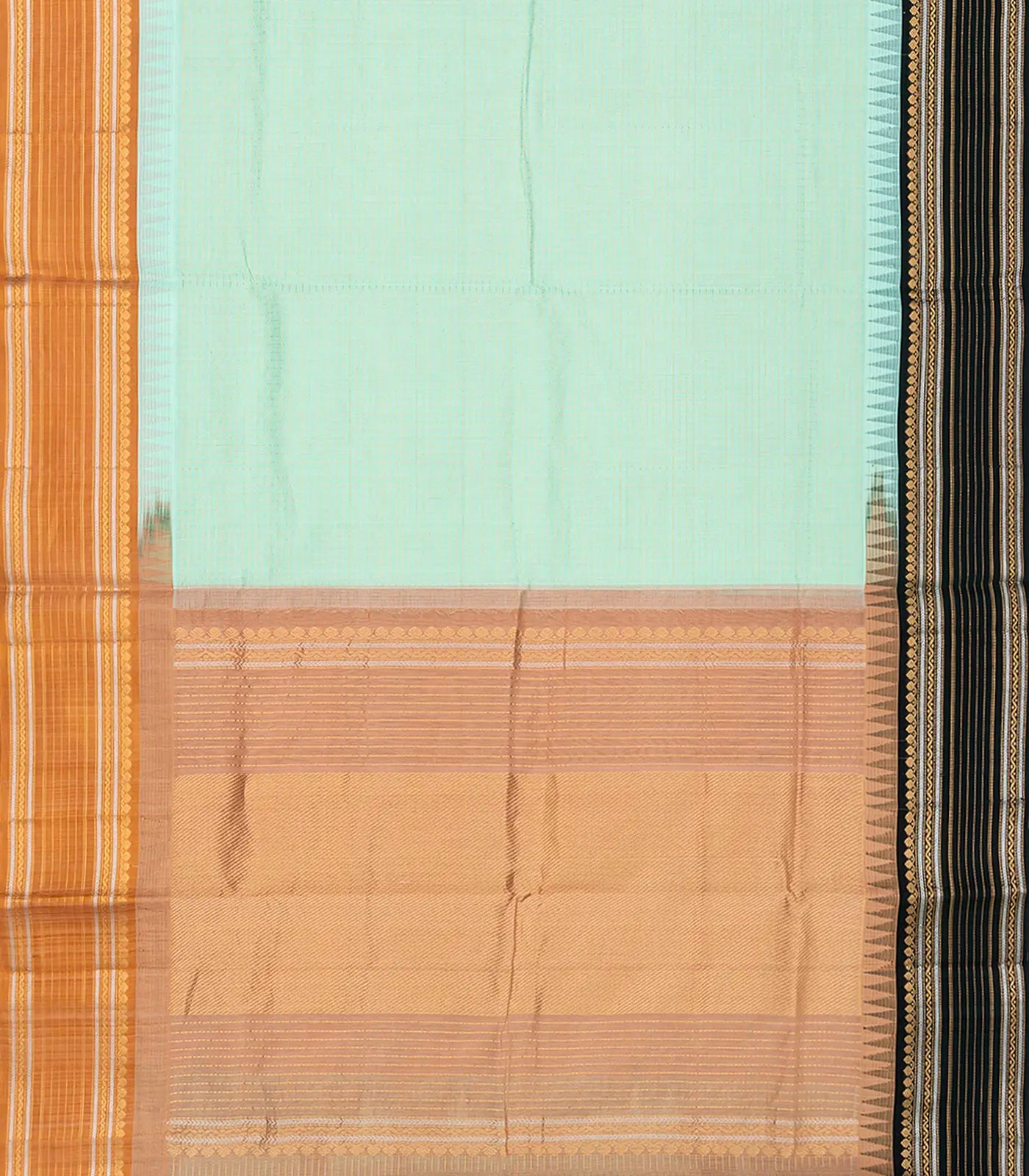 RmKV Aquamarine Handloom Chirala Silk Cotton Saree With Checks-Aquamarine - view 2