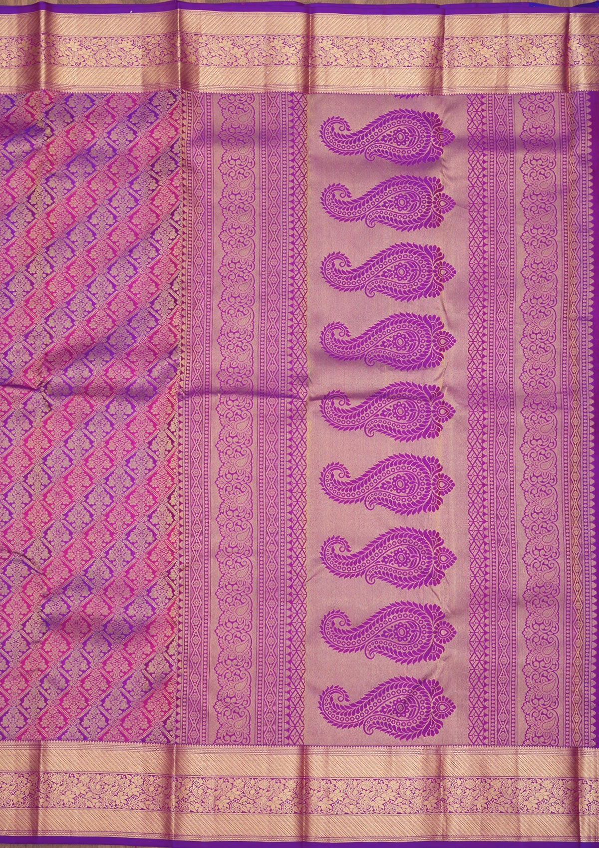 Koskii Purple Zariwork Pure Silk Saree – Women's - view 5