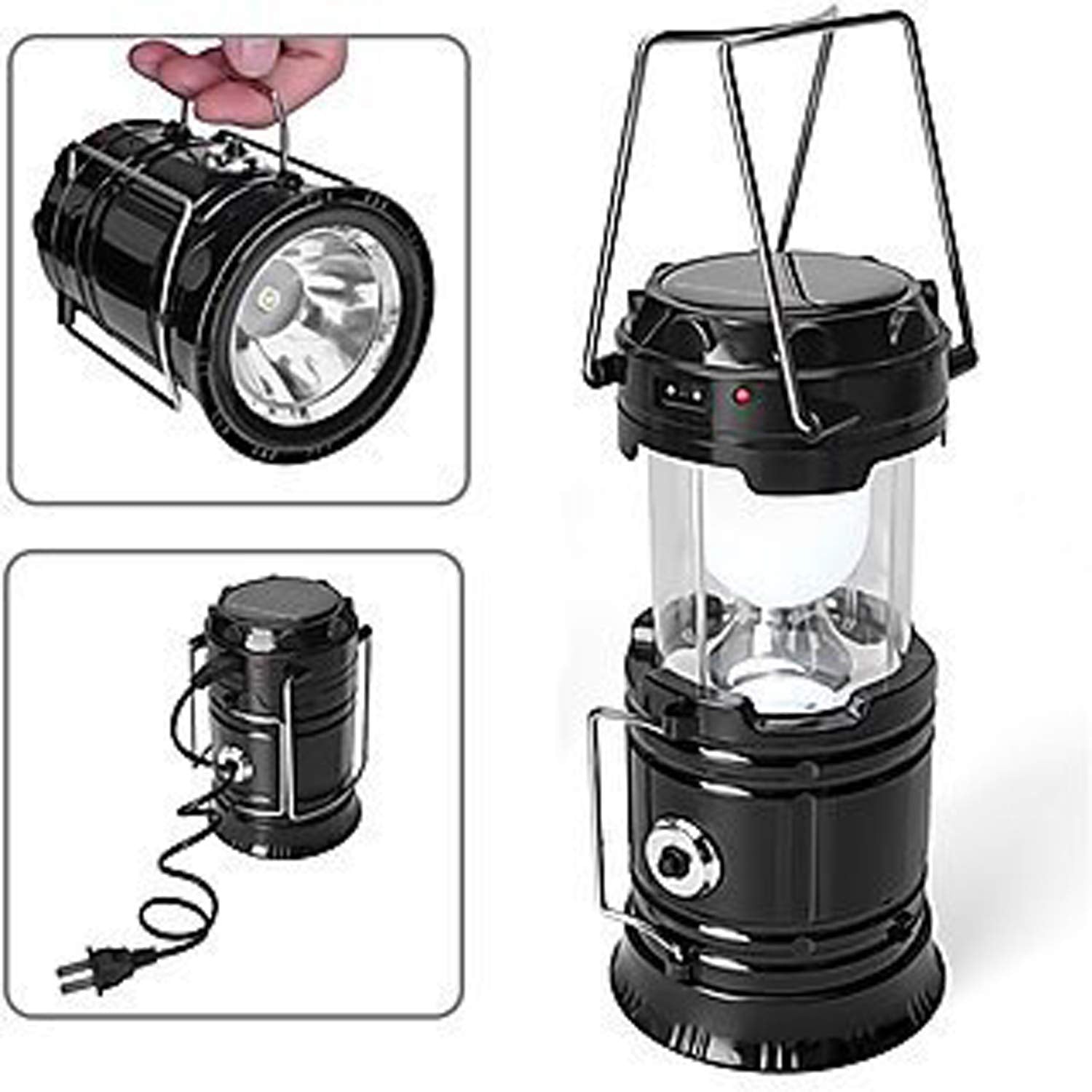 Kuber Industries 2 Piece Solar Lantern Emergency Light LED Rechargeable Torch with USB Mobile Charging Point and 2 Power Source Solar (Gold & Black) - - view 3