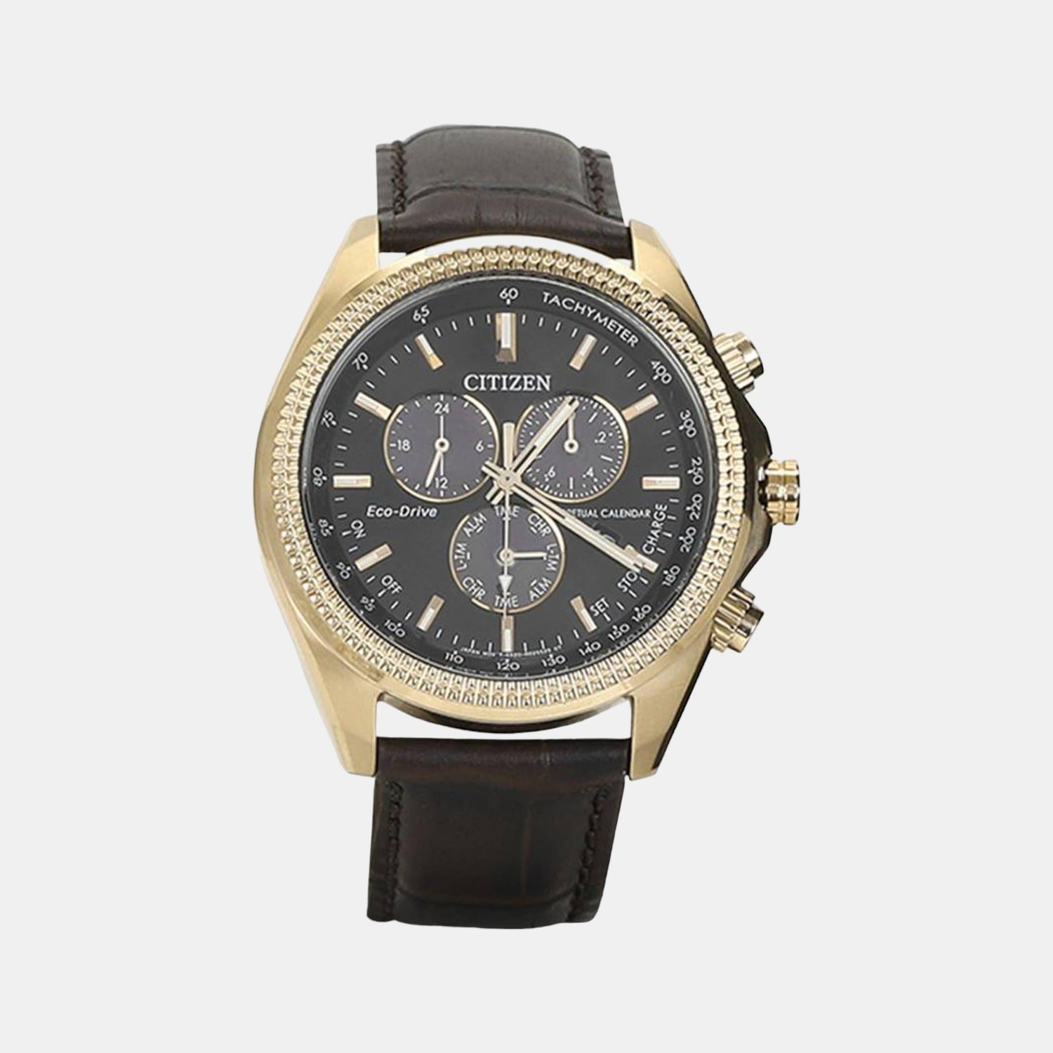 Citizen Eco-Drive Men Eco-Drive Black Dial Chronograph Leather Watch BL5562-18E