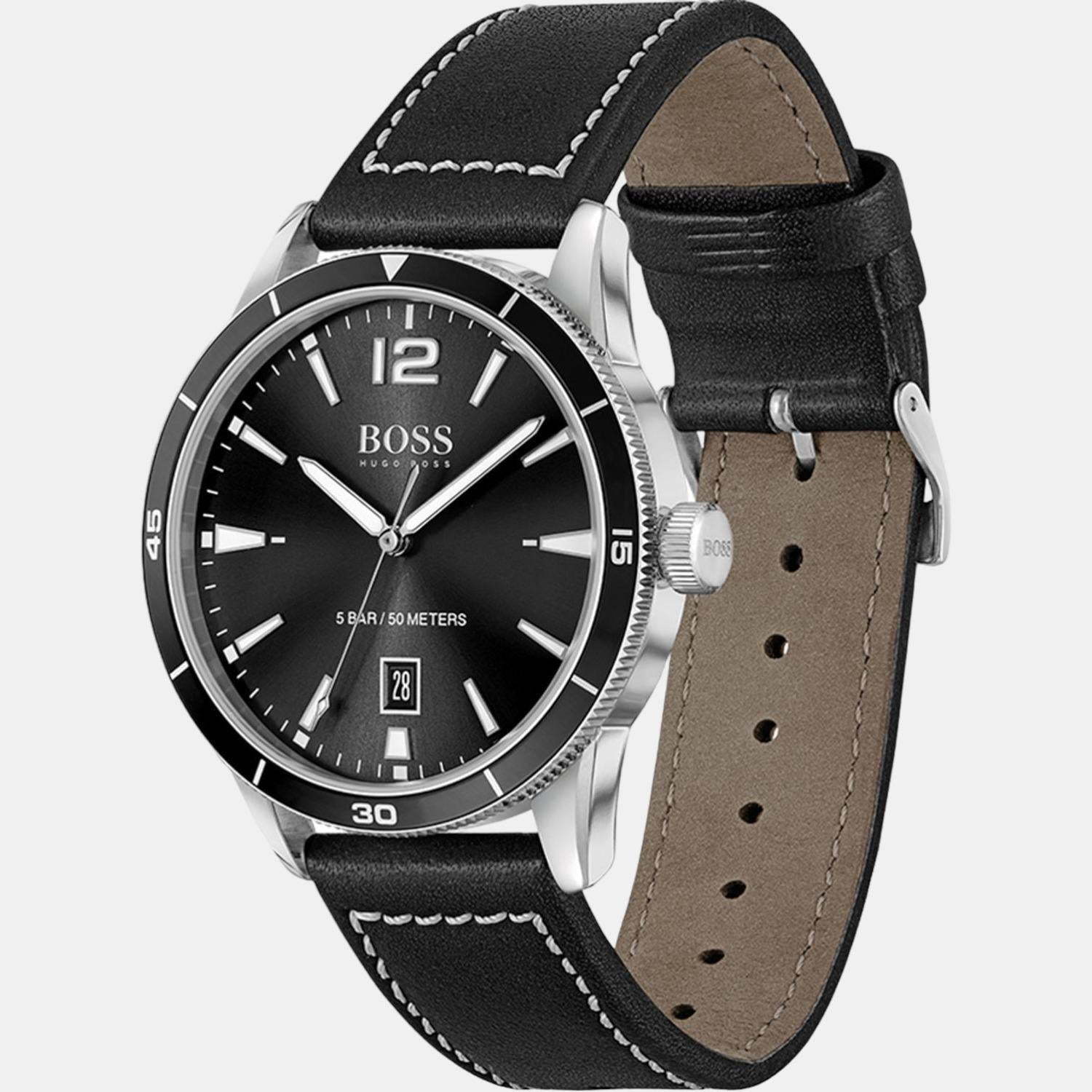 Boss Drifter Men Quartz Black Dial Analog Leather Watch 1513898 - view 2