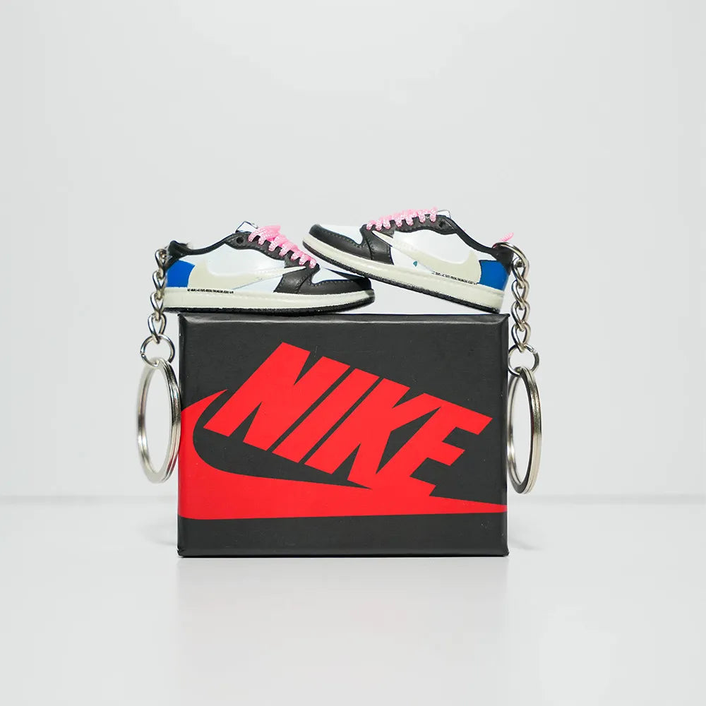 Kicks Machine 3D Sneaker Keychain With Box - Nike AJ1 Low Travis Fragment