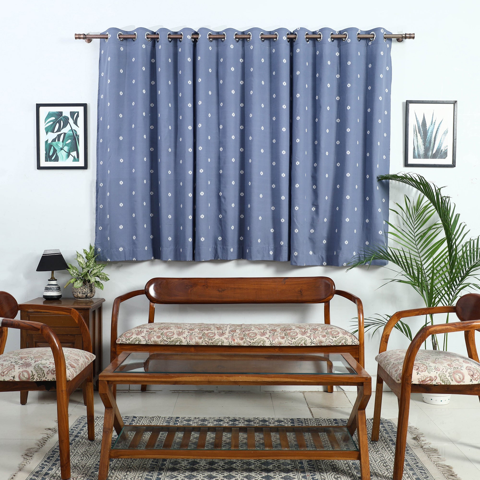NOORI BAZAR Blue - Cotton Window Jacquard Curtain (5 x 3 Feet) 19