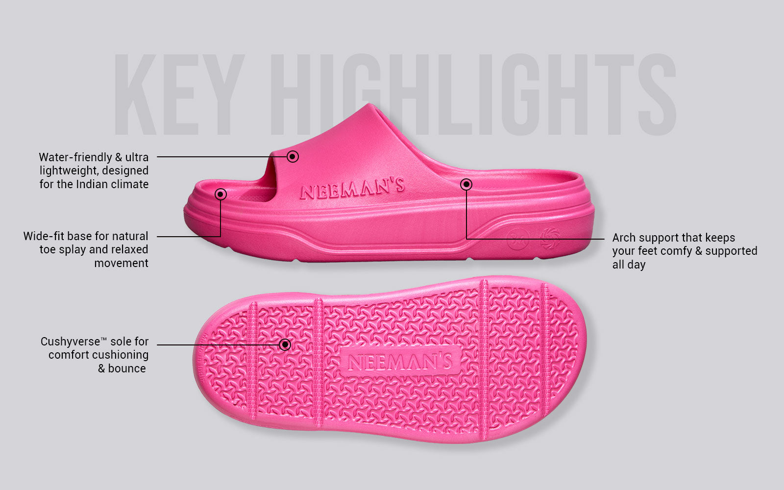 Neeman's Cushers Slides For Women : Pink - view 4