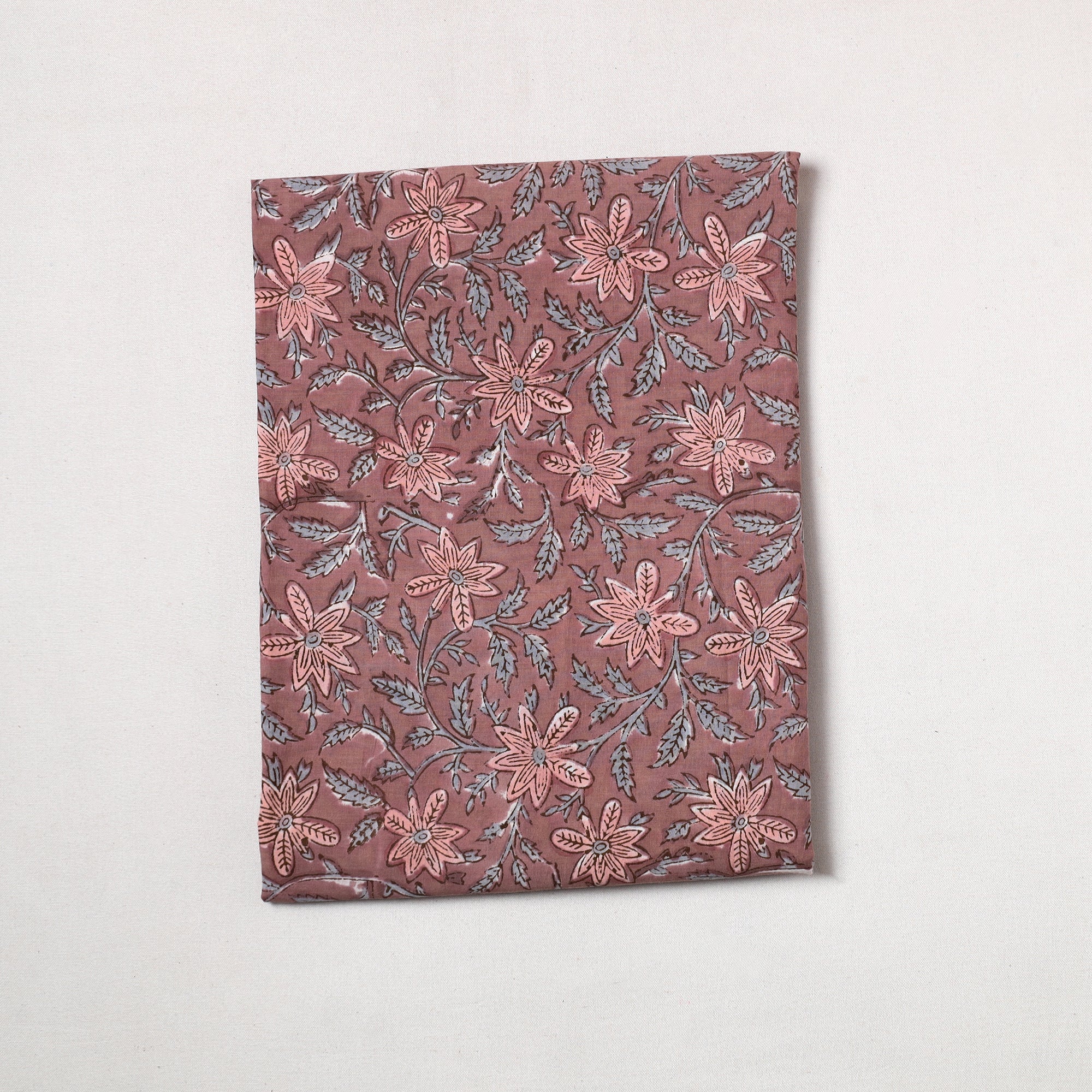 KUSUMLATA Brown - Sanganeri Block Printed Cotton Precut Fabric (1.8 meter) 66