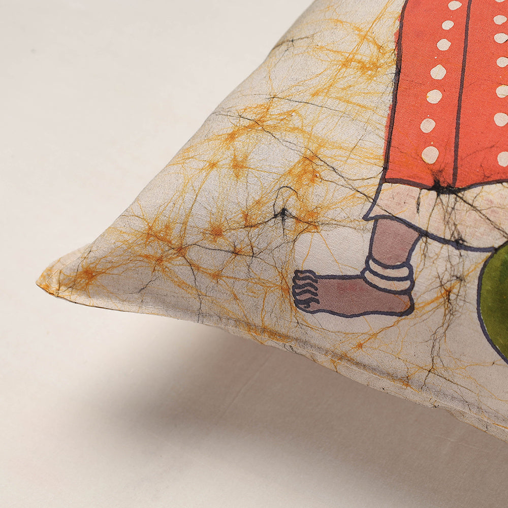 KACHCHH JI CHHAAP Beige - Hand Batik Printed Pure Cotton Cushion Cover (18 x 18 in) - view 2