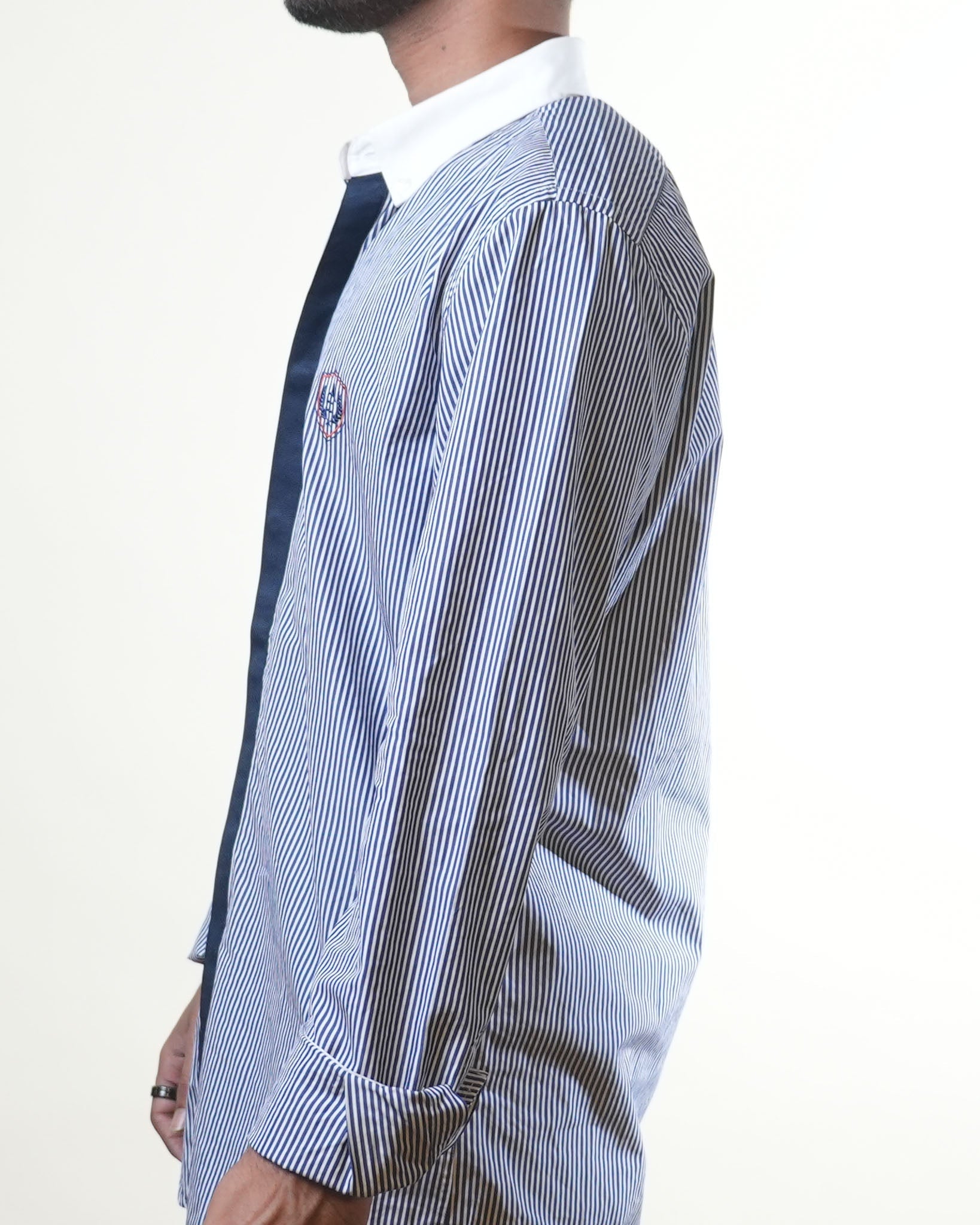 The Emperor Blue White Striped Formal Shirt - view 2