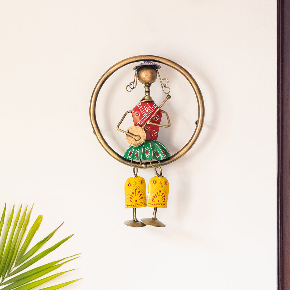 Handmade handpainted wall – EXCLUSIVELANE 'Rajasthani Veena Artist' Handmade & Handpainted Wall Décor Hanging In Iron