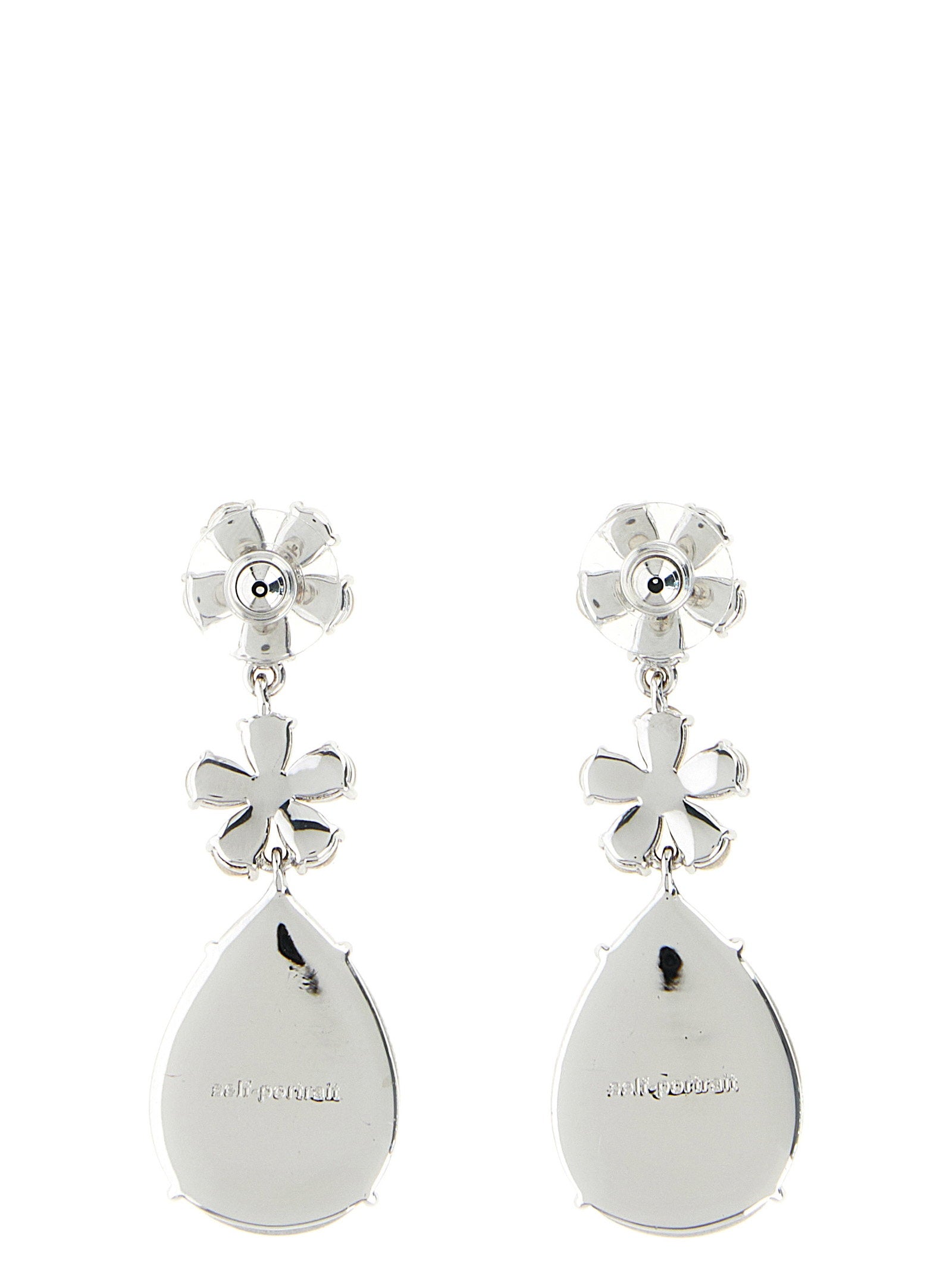 Self-Portrait Crystal Flower Tiered Earrings - view 2
