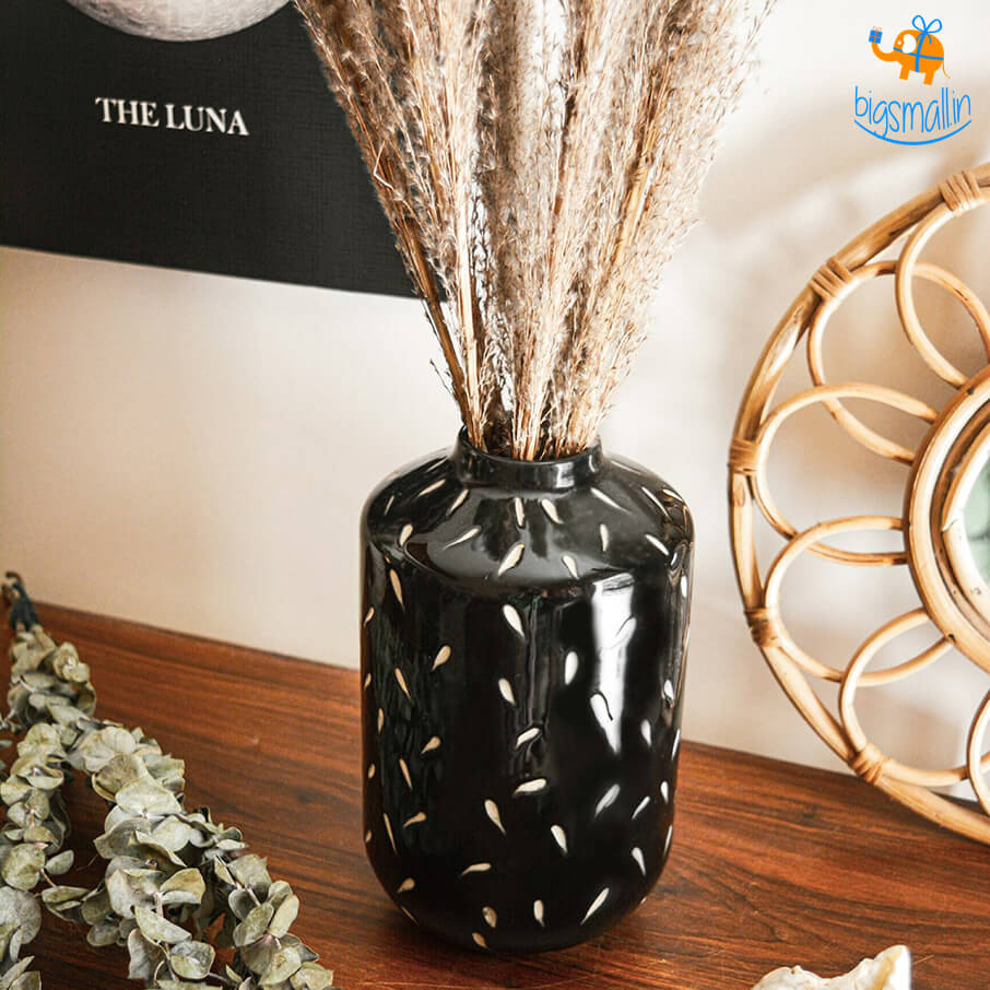Hollyhock Eclipse Black Glaze Vase - view 2
