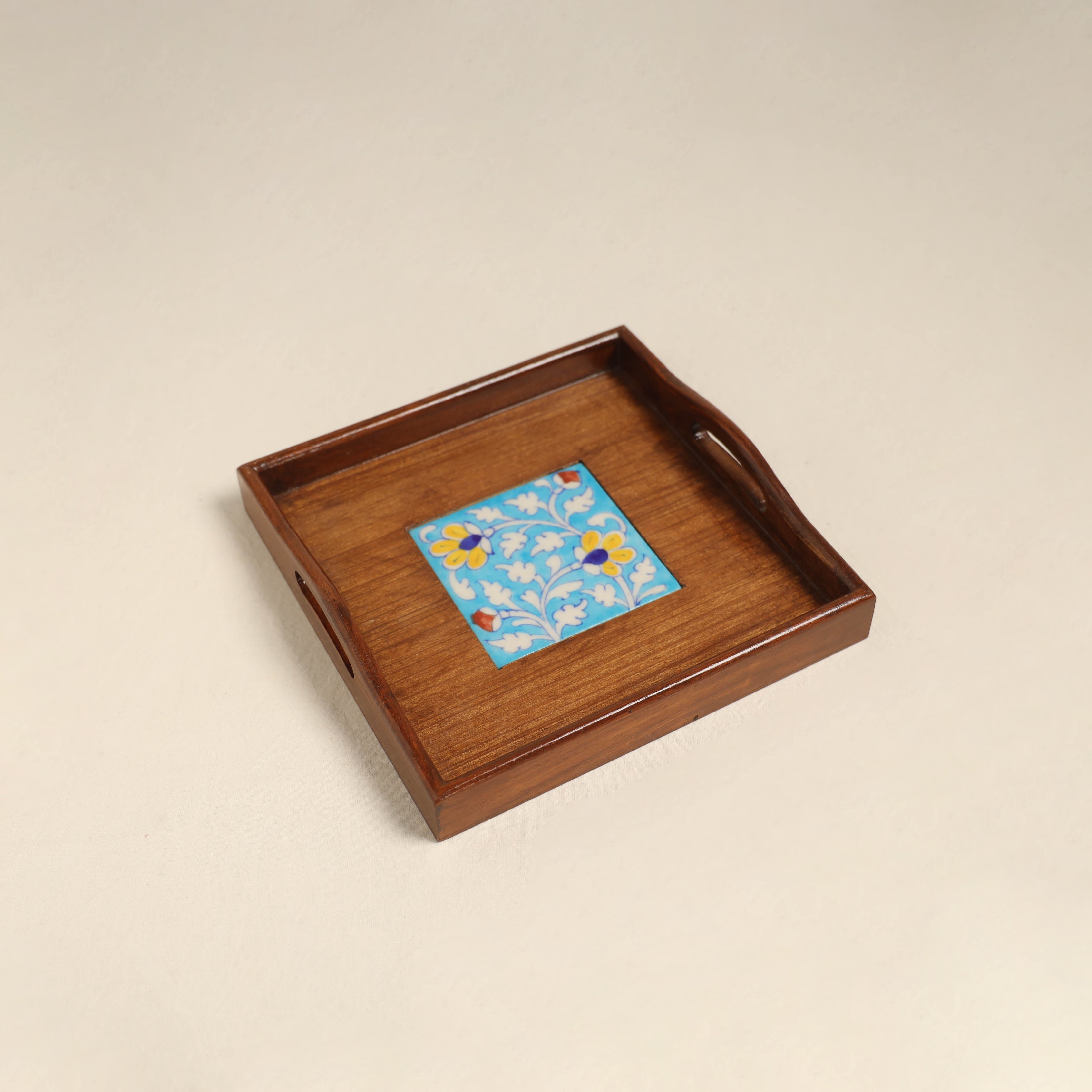 RAJASTHAN BLUE POTTERY Handcrafted Blue Pottery Serving Tray 59