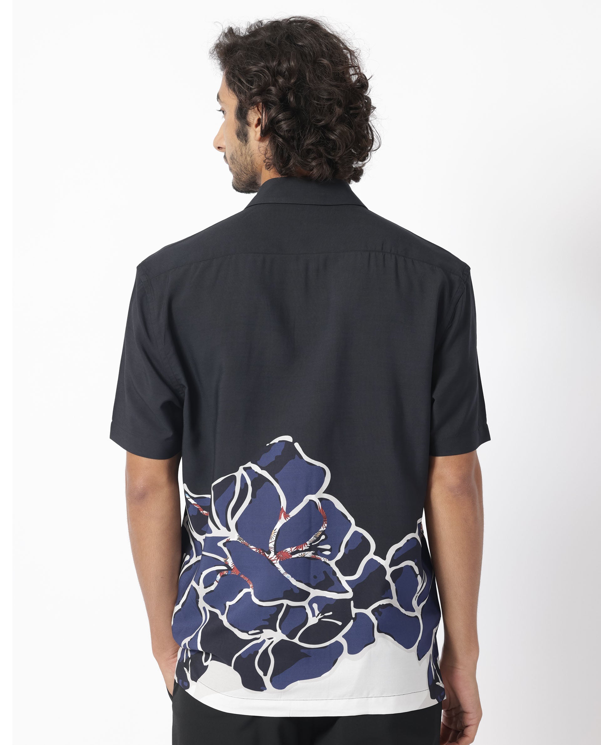 Rare Rabbit Men's Covek Black Viscose Fabric Floral Print Half Sleeves Shirt - view 6