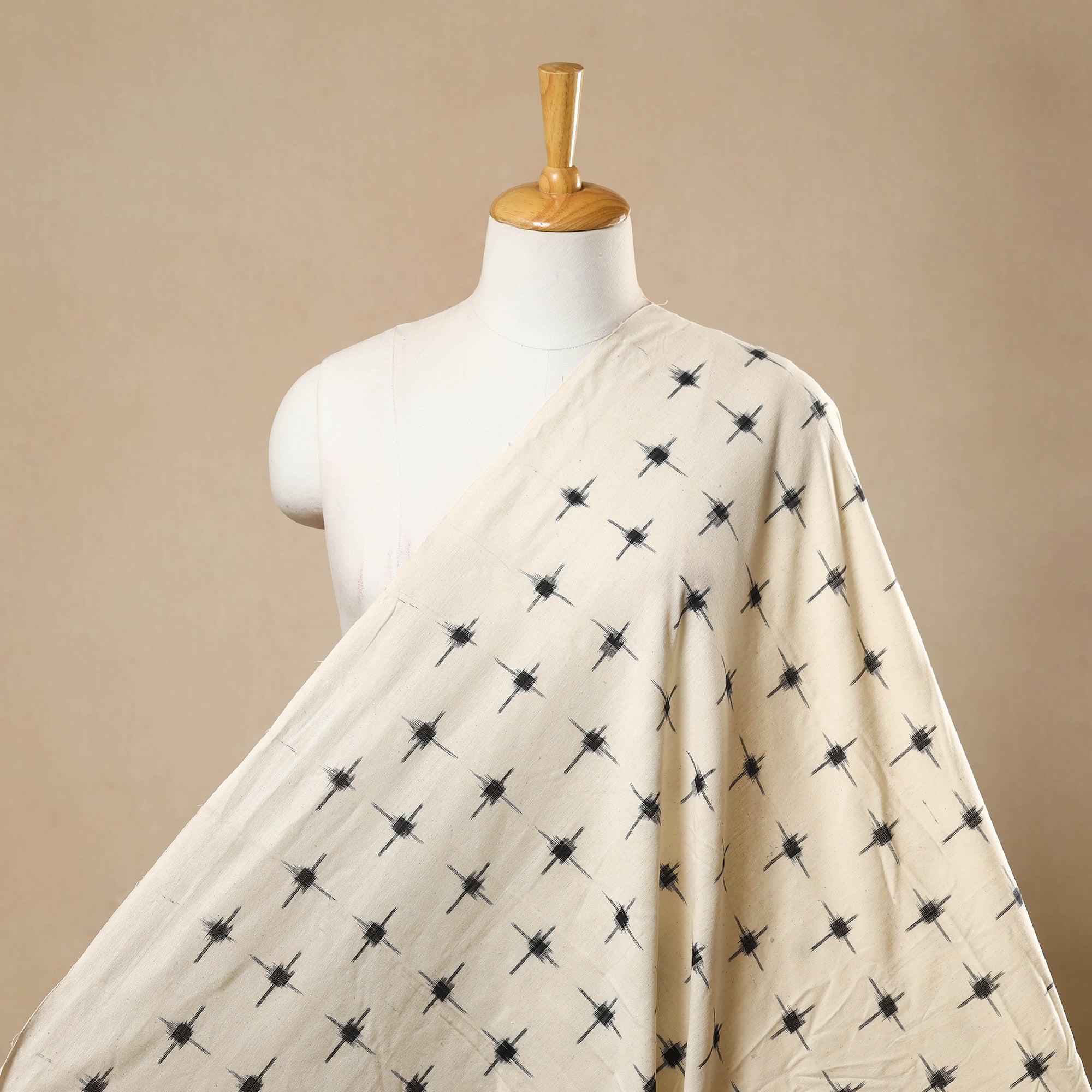 SOUTH KARGHA Beige - Handloom Cotton Pochampally Double Ikat Fabric 04
