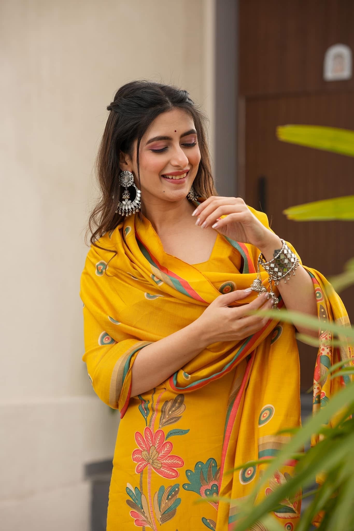 Idaho0 Paakhi yellow muslin suit set - view 2