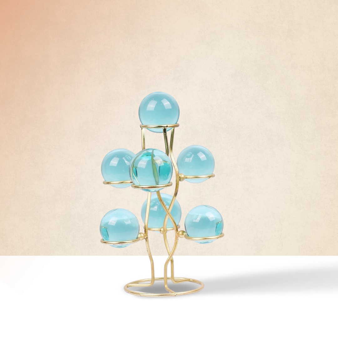 Gemsmantra Aqua Obsidian 7 Sphere/Ball With Stand