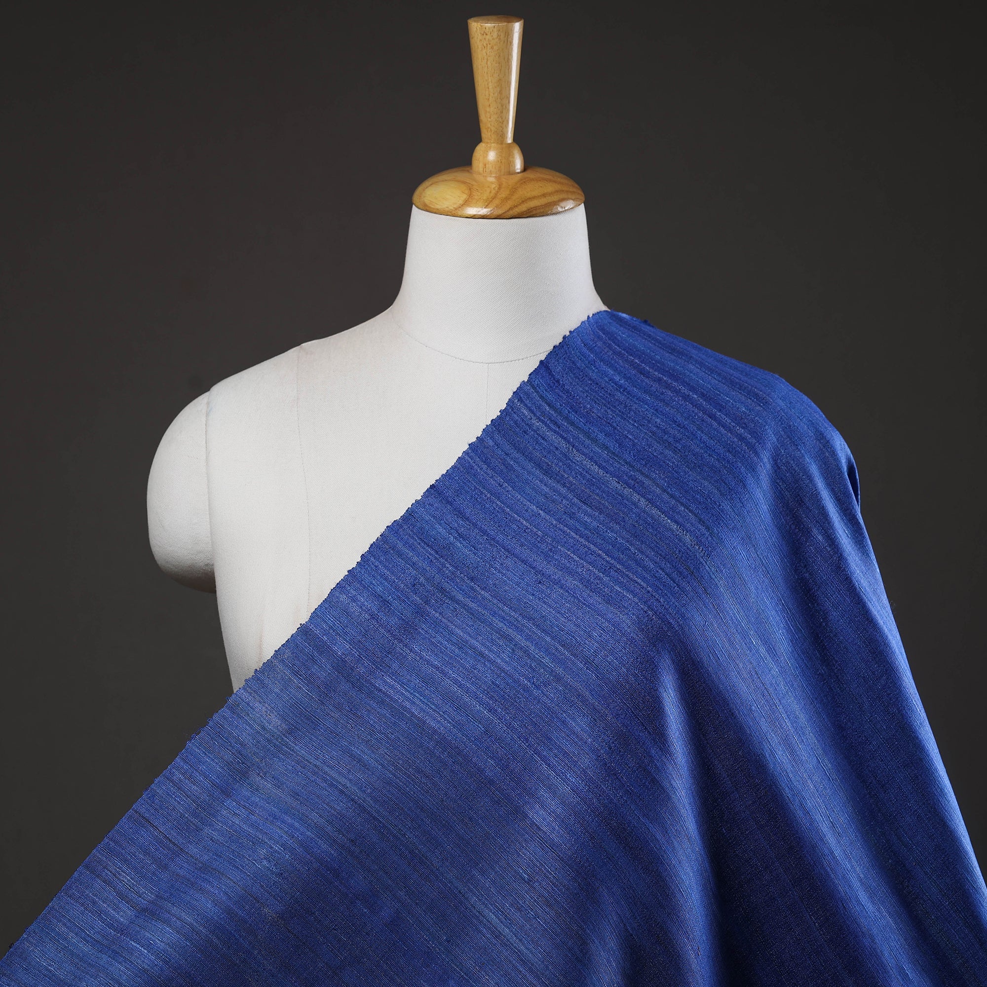 ITOKRI CRAFTS INITIATIVE Blue - Bhagalpuri Handwoven Pure Desi Tussar Silk Fabric 02