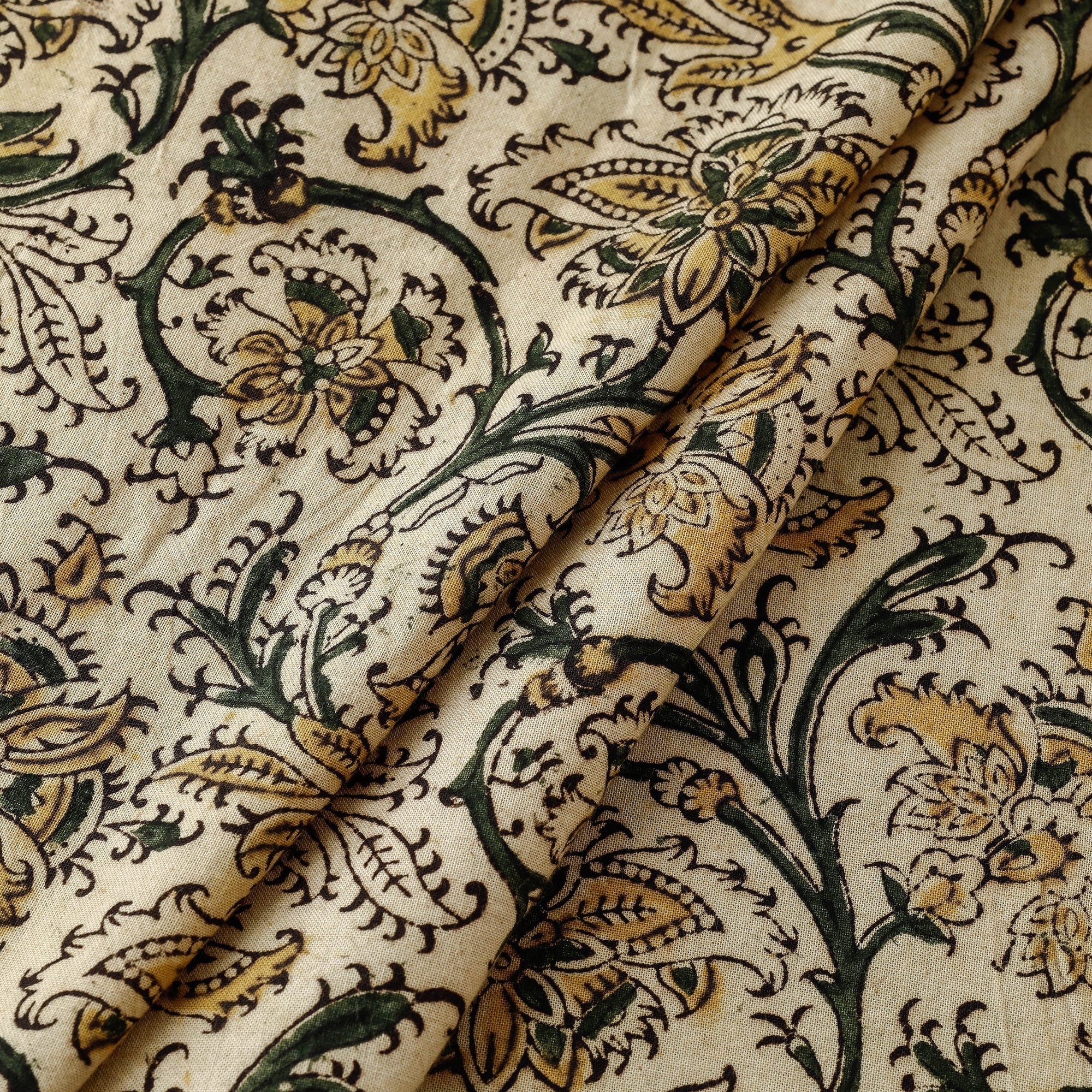 PITCHUKA SRINIVAS KALAMKARI PEDANA Beige - Pedana Kalamkari Block Printed Cotton Fabric 04 - view 2