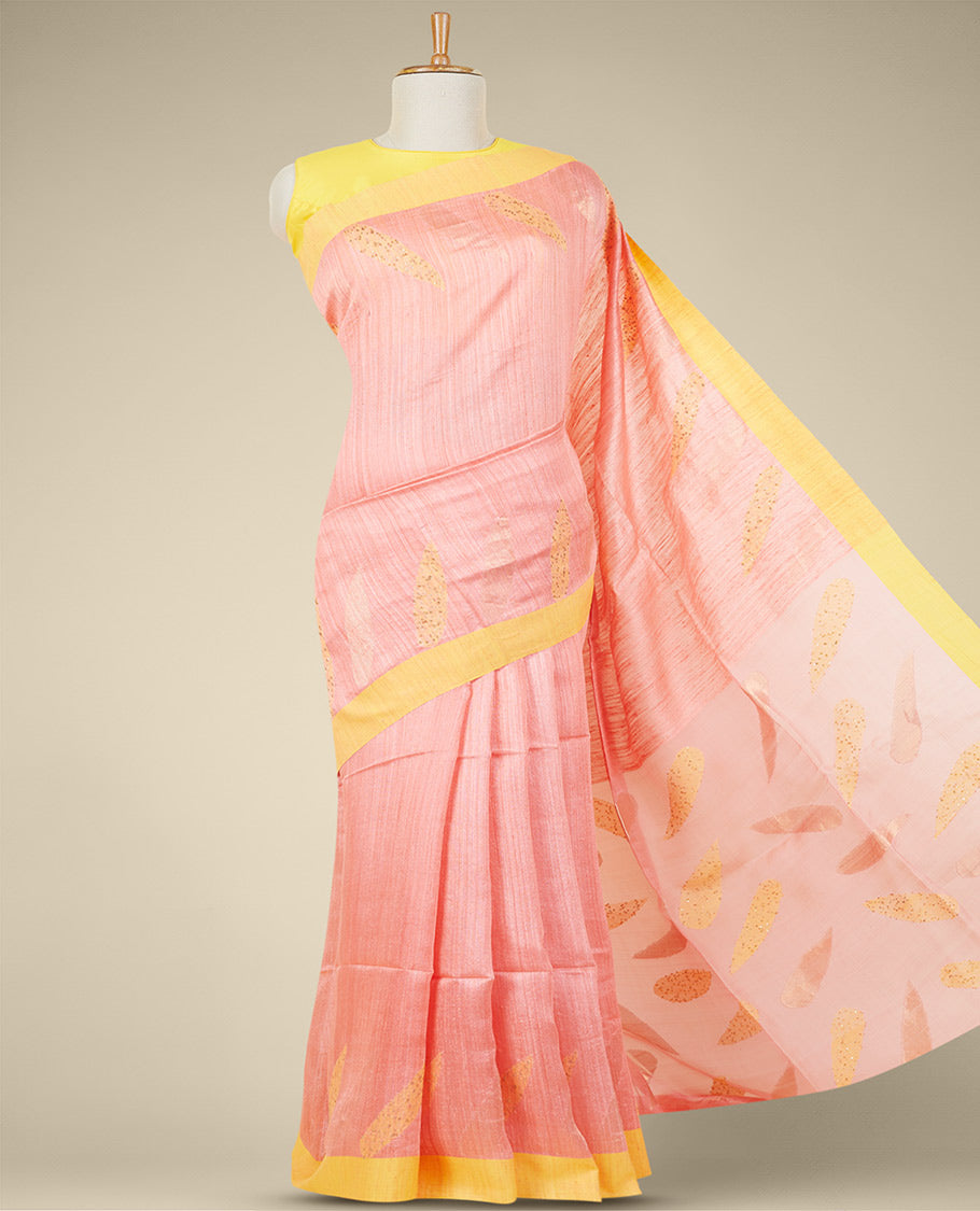Pothys Pink Handloom Tussar Saree – Women's