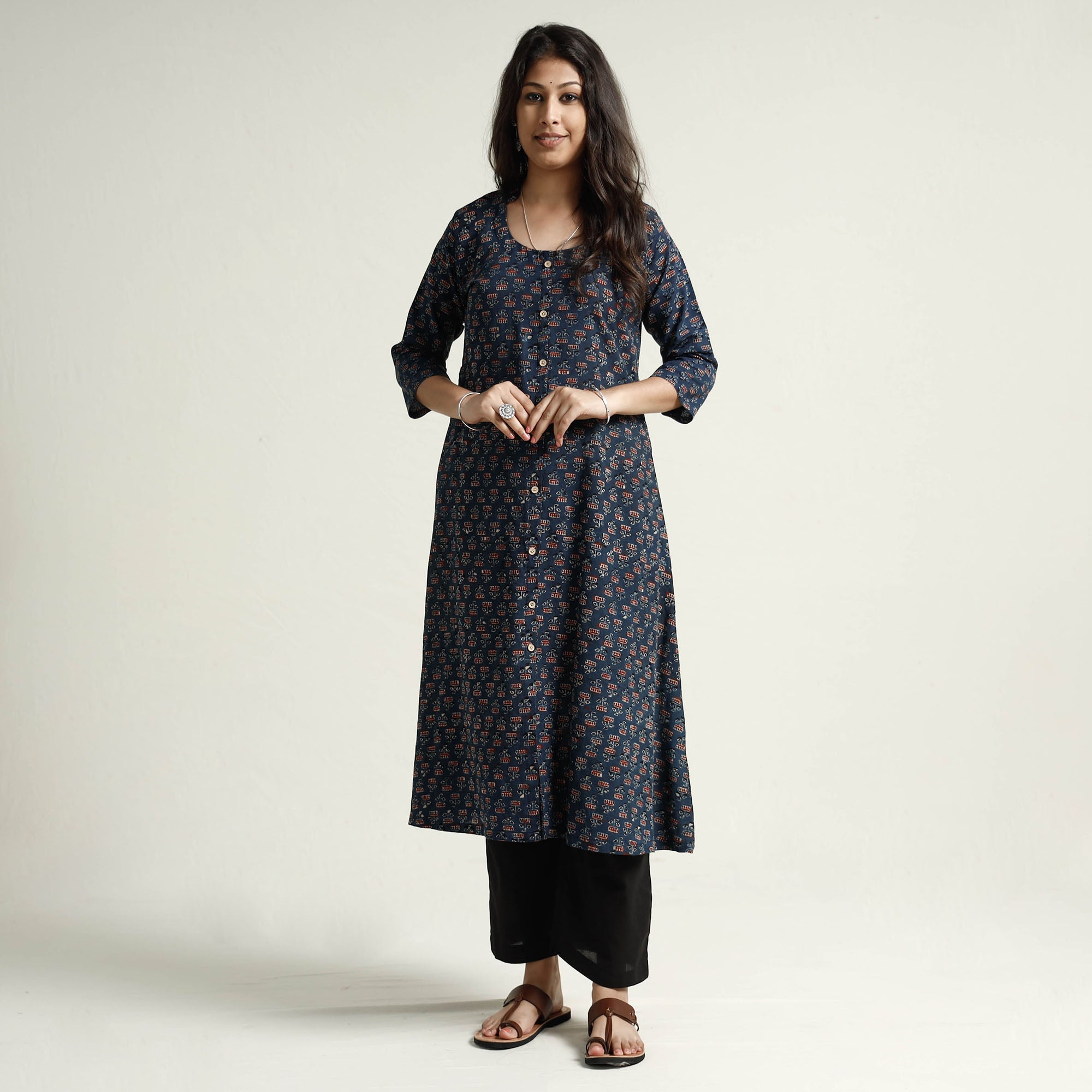 ITOKRI CASUALS Blue - Ajrakh Block Printed Cotton Kurta with Palazzo Set