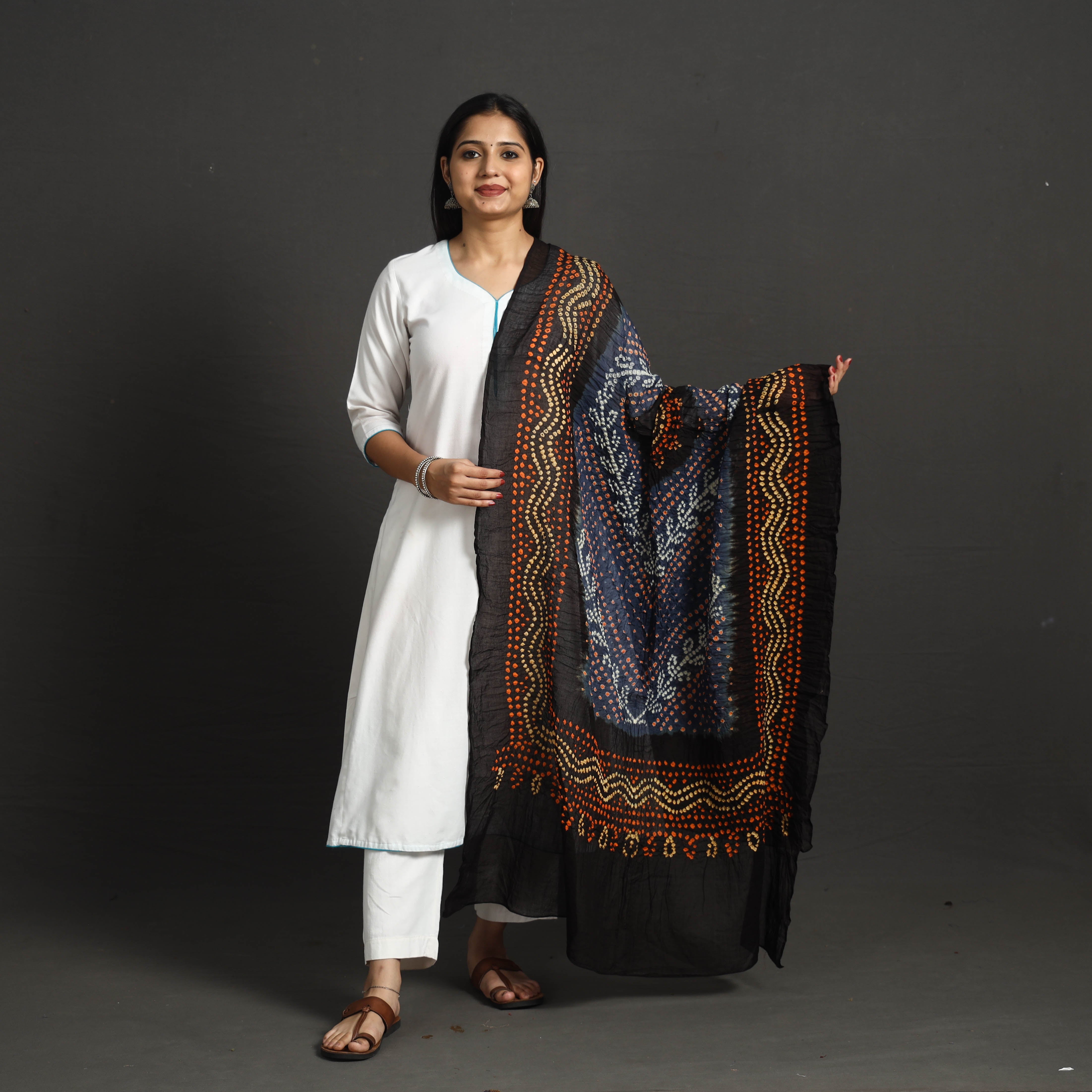 KACHCHH JI CHHAAP Kutch Tie-Dye Cotton Bandhani Dupatta 66