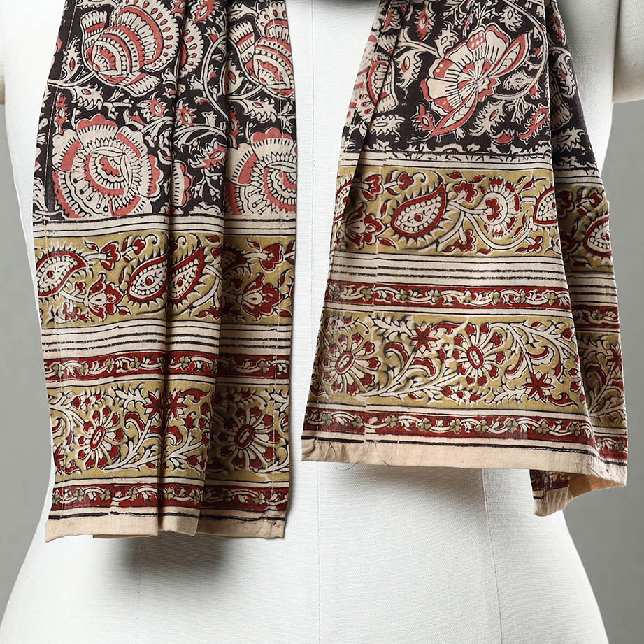 PITCHUKA SRINIVAS KALAMKARI PEDANA Black - Pedana Block Print Natural Dyed Cotton Kalamkari Stole 34 - view 3