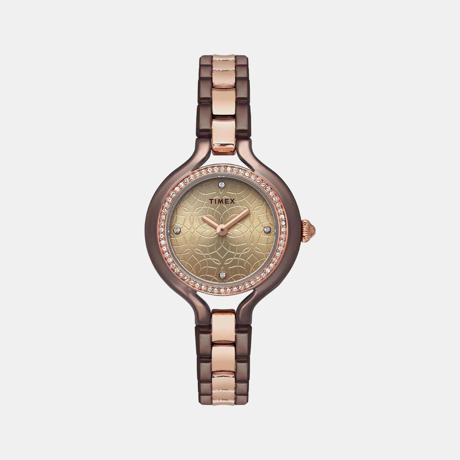 Timex Fria Women Quartz Rose Gold Dial Analog Stainless Steel Watch TWEL14011