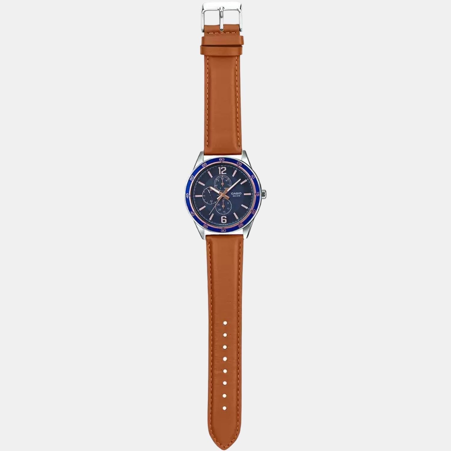 Casio Enticer Men Quartz Black Dial Analog Leather Watch A1532 - view 6