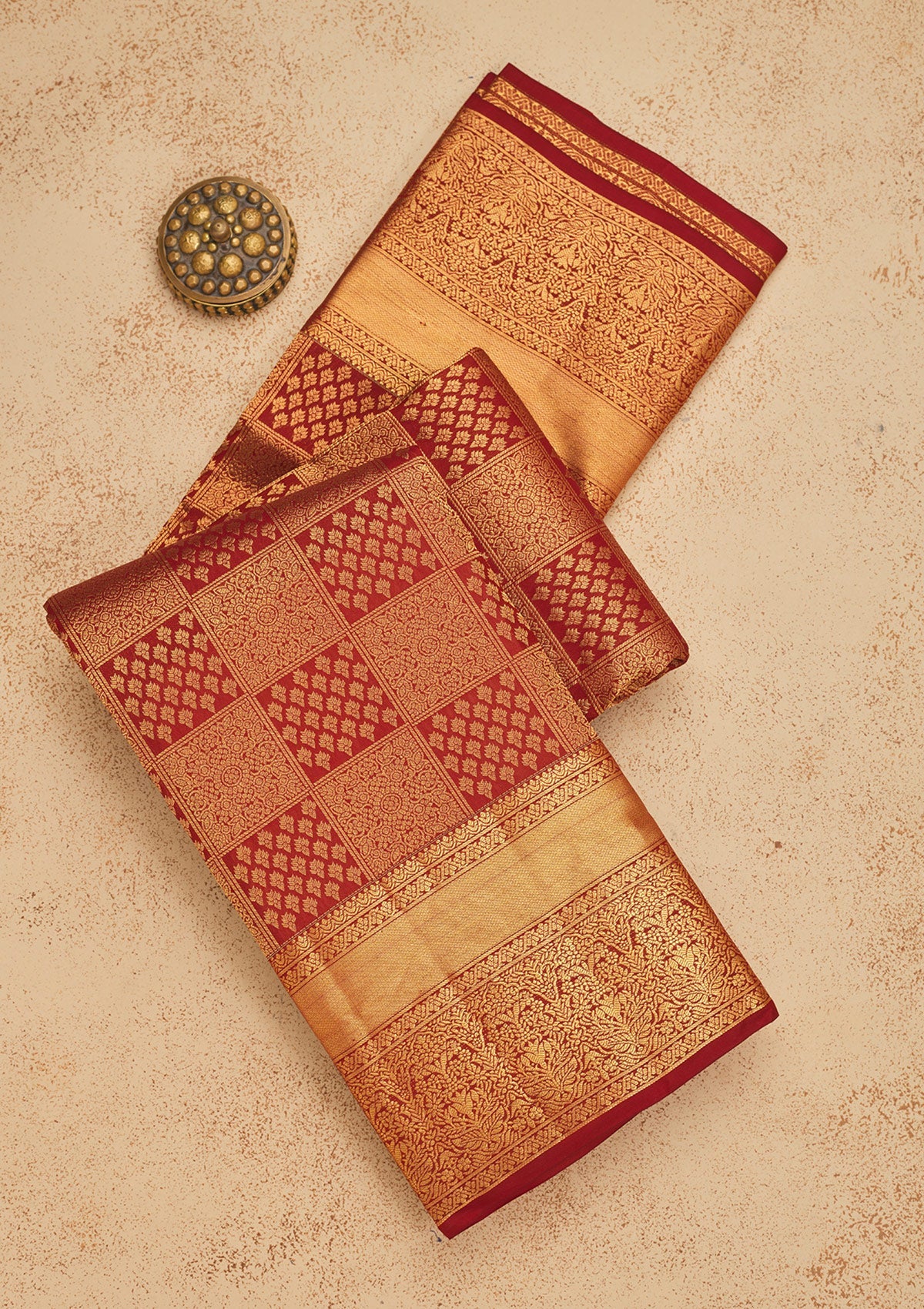 Koskii Maroon Zariwork Pure Silk Saree – Women's