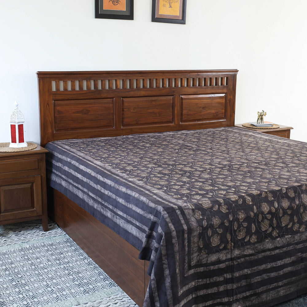 BINDAAS UNLIMITED Brown - Block Art Print Cotton Double Bindaas Bed Sheet (110 x 93 in)