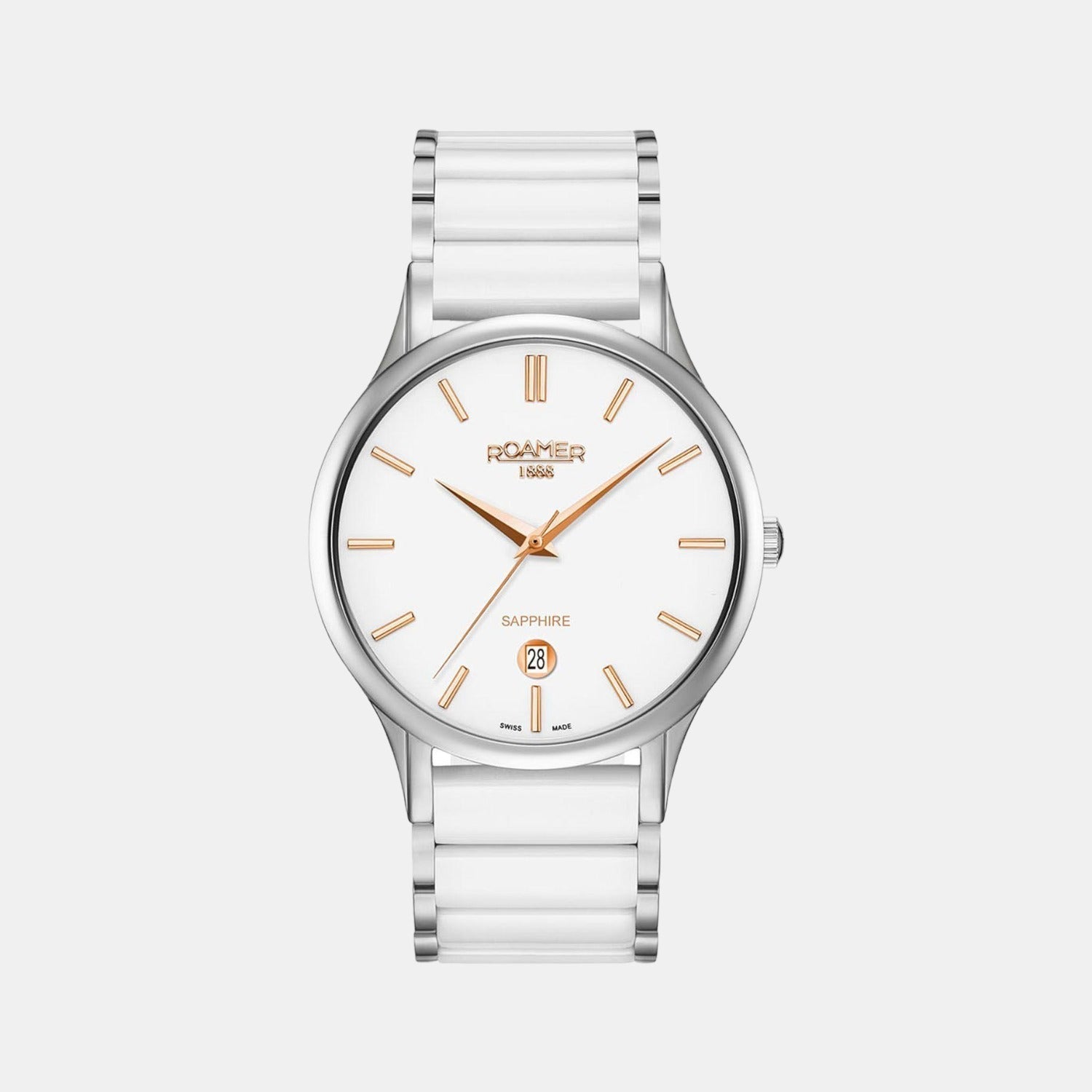 Roamer C-Line Men Quartz White Dial Analog Stainless Steel Watch 657833 40 25 60