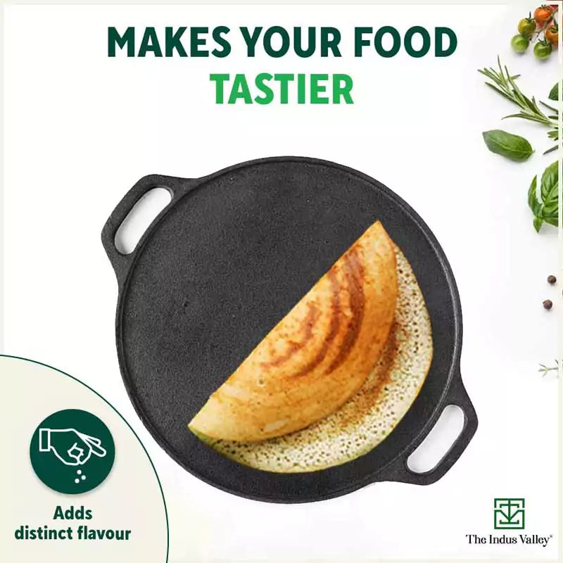 The Indus Valley CASTrong Cast Iron Roti/Dosa Tawa, Pre-seasoned, Nonstick, 100% Pure, Toxin-free, Gas & Induction, Free ₹110 Spatula, 30.2cm, 2.4kg - view 9