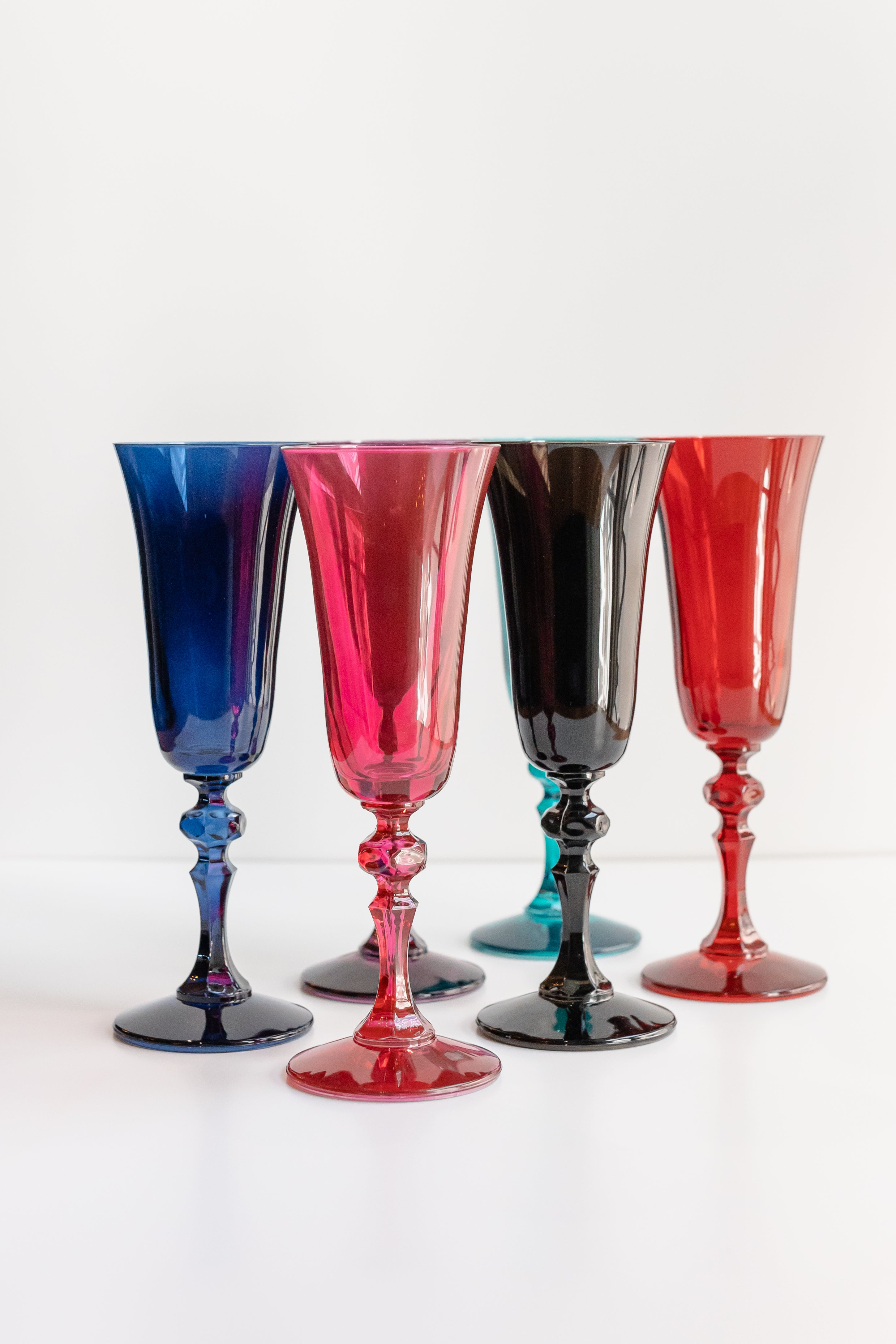 Estelle Colored Glass Estelle Colored Regal Flute - Set of 6 {Jewel Toned Mixed Set} - view 2