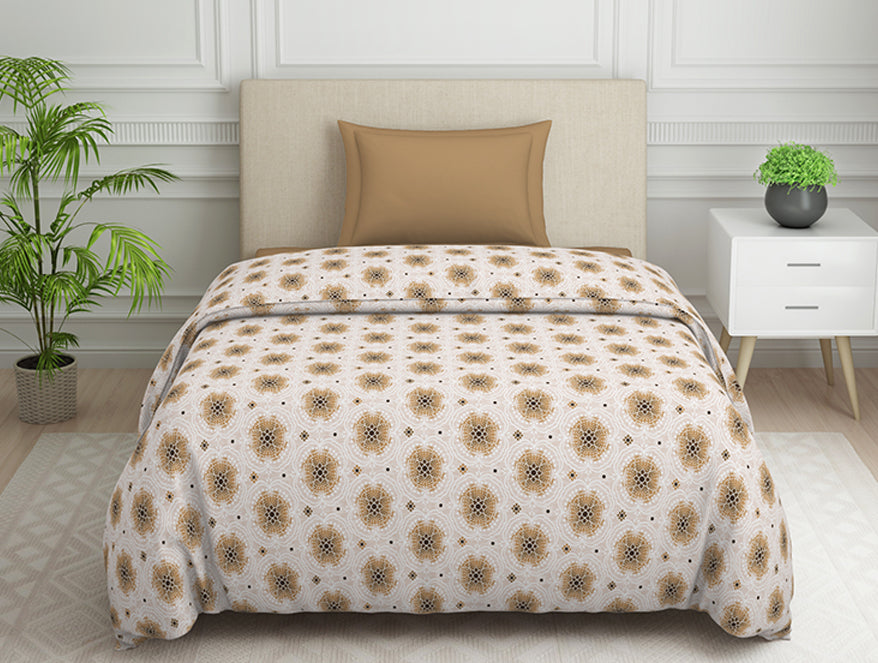 Spaces India Ornate Brown Polycotton Quilt Single Harmony - By Welspun