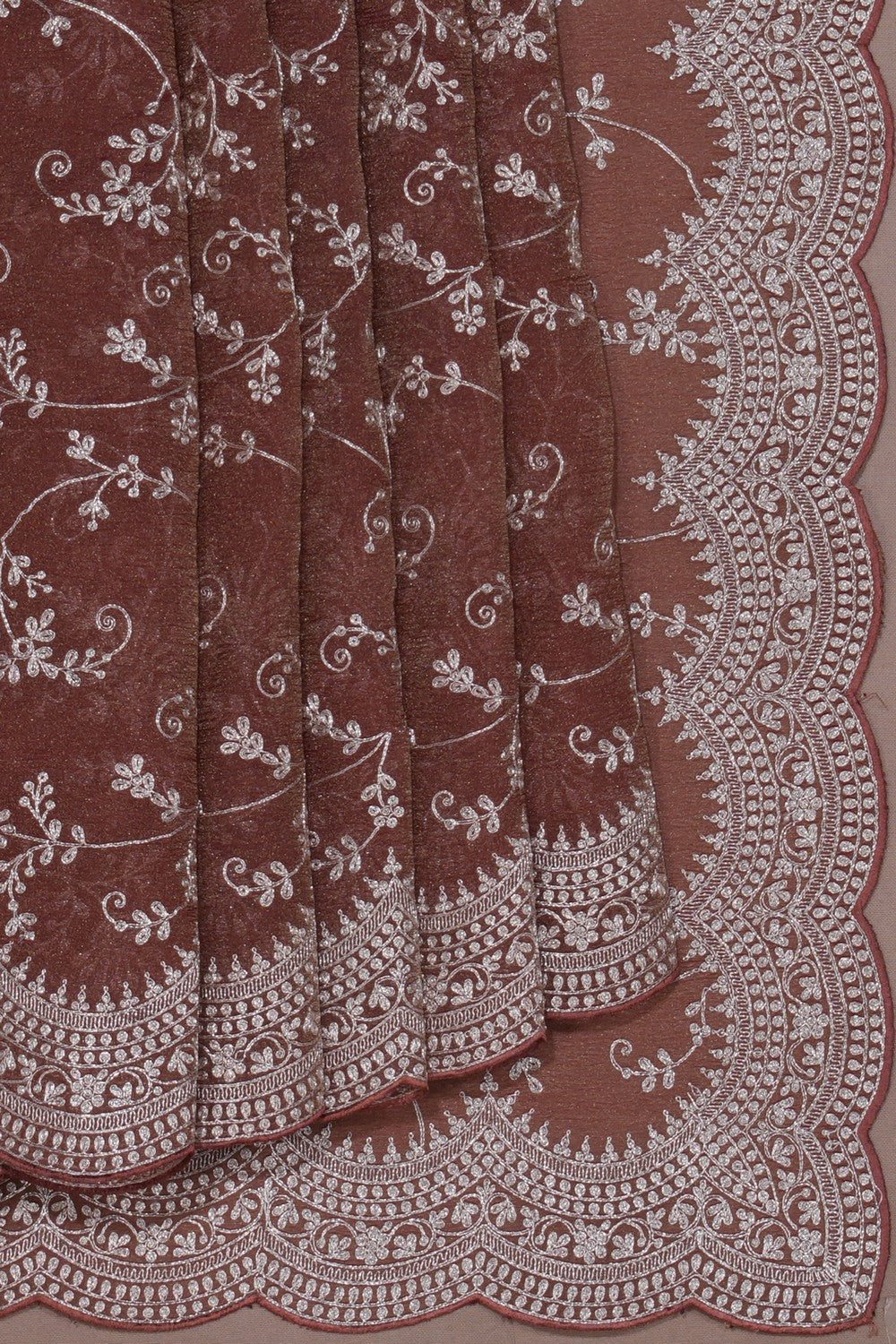 Kalanjali Crushed Organza Tissue Embroidery Saree