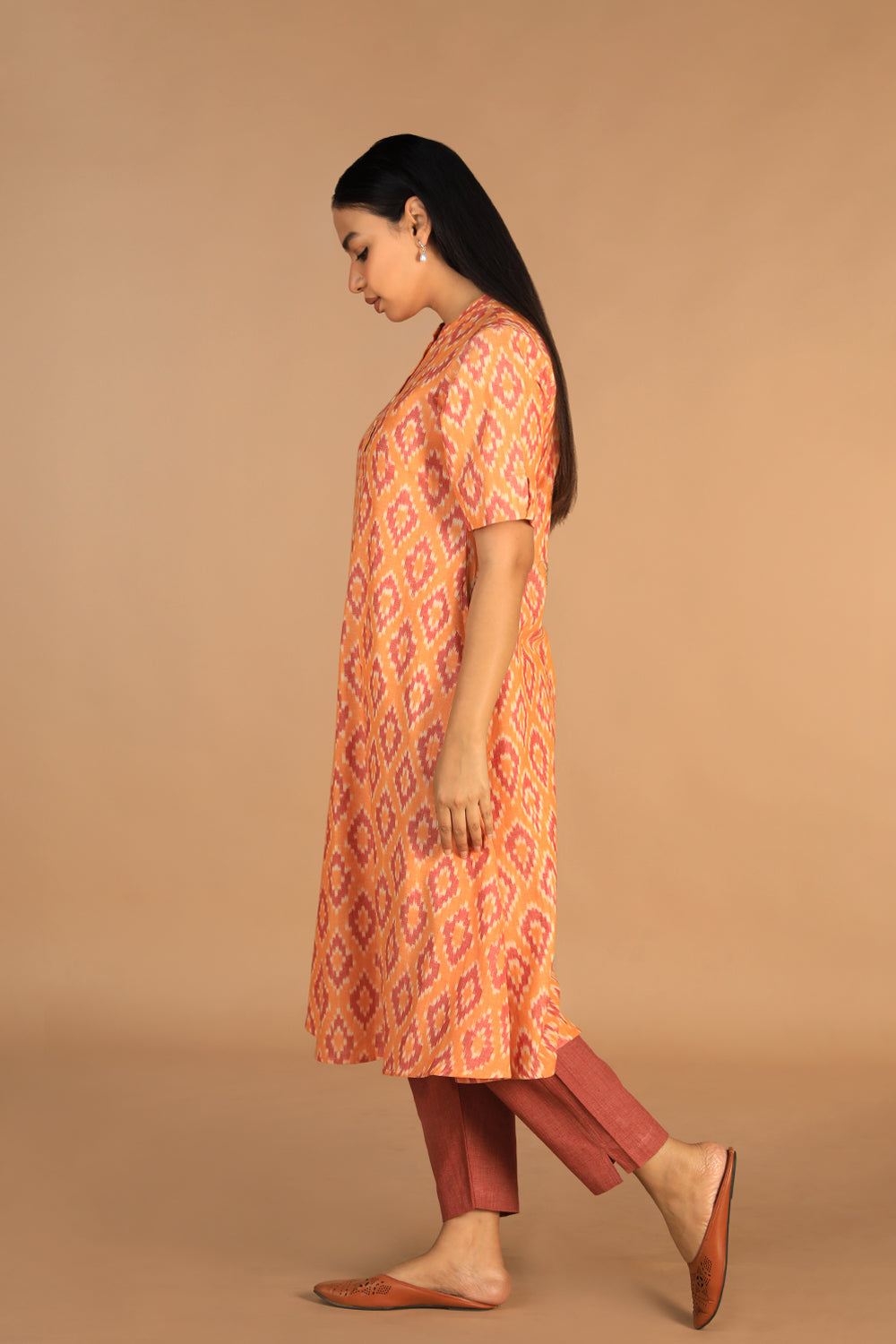 Kalanjali Ethnics Cotton Ikat kurti – Women's, PEACH - view 6
