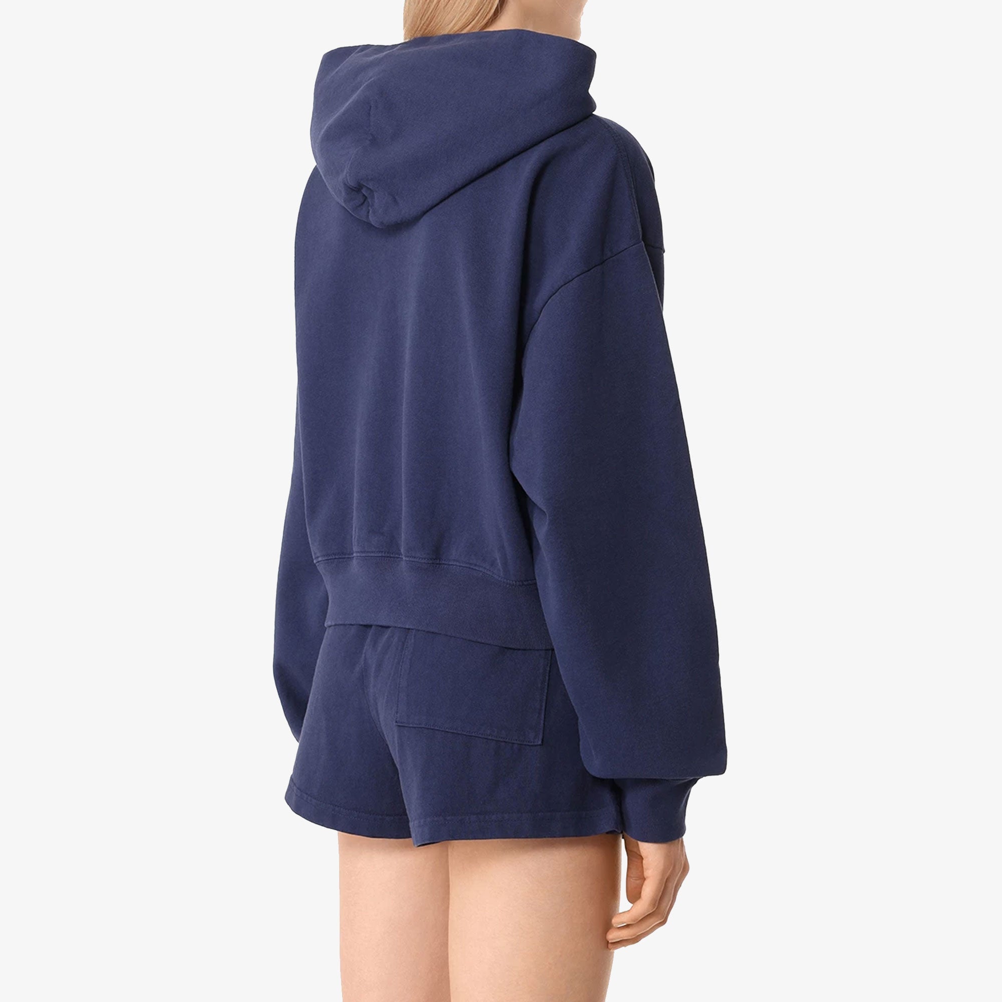 Sporty & Rich | Crown Logo Cropped Hoodie { Navy/white - view 2