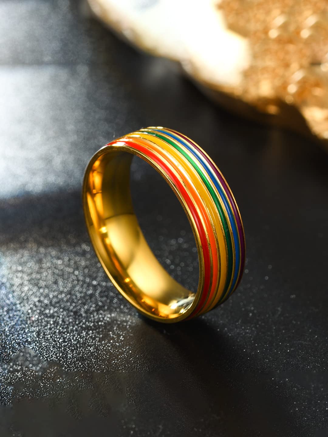Yellow Chimes Ring For Couples Silver Tone Elegant Classic Engagement Rings For Men and Women - view 2