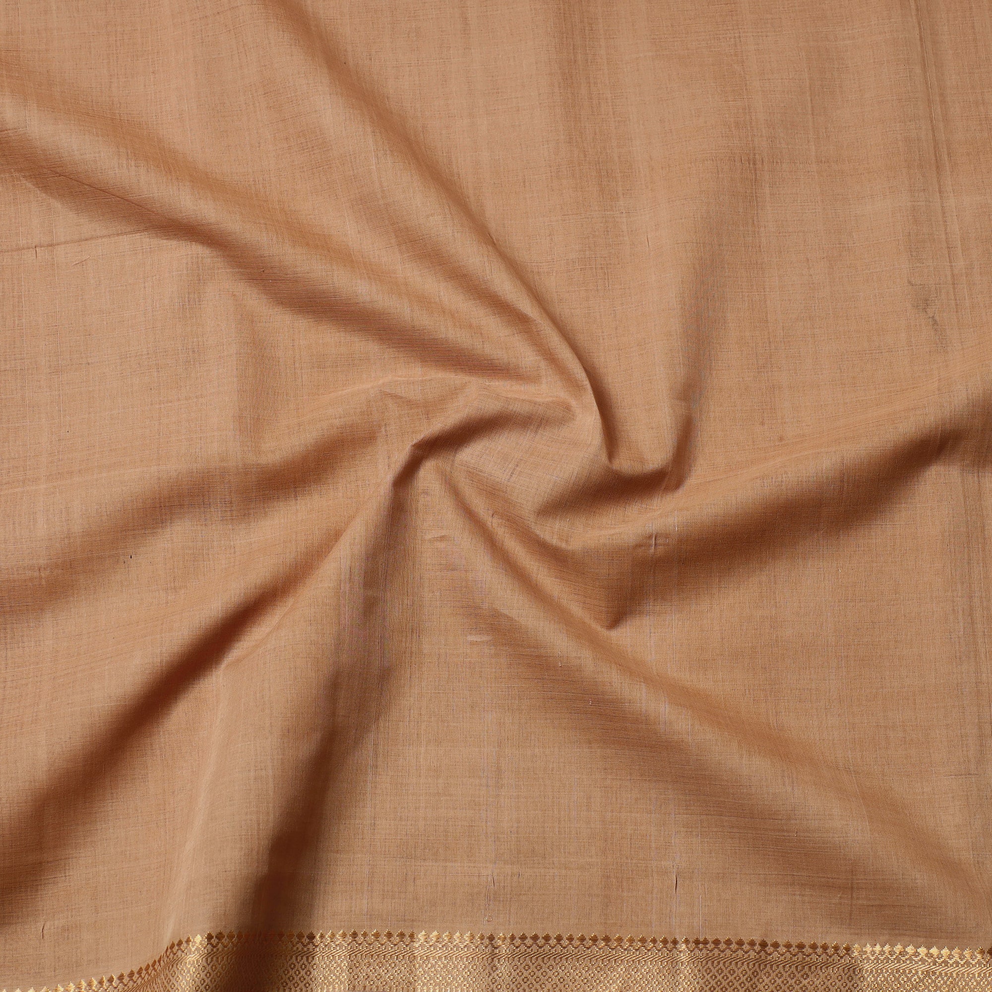 SOUTH KARGHA Brown - Mangalagiri Handloom Cotton Nizam Zari Border Fabric - view 3