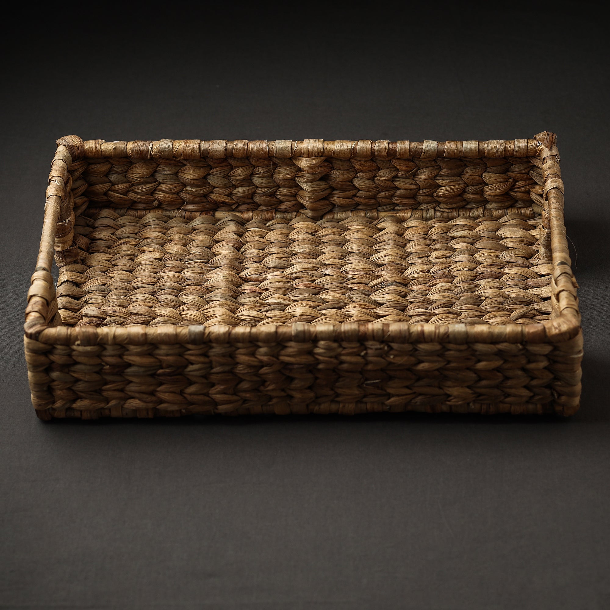 ITOKRI CRAFTS INITIATIVE Brown - Handmade Organic Water Hyacinth Rectangular Tray from Assam (14 x 10 in) - view 2