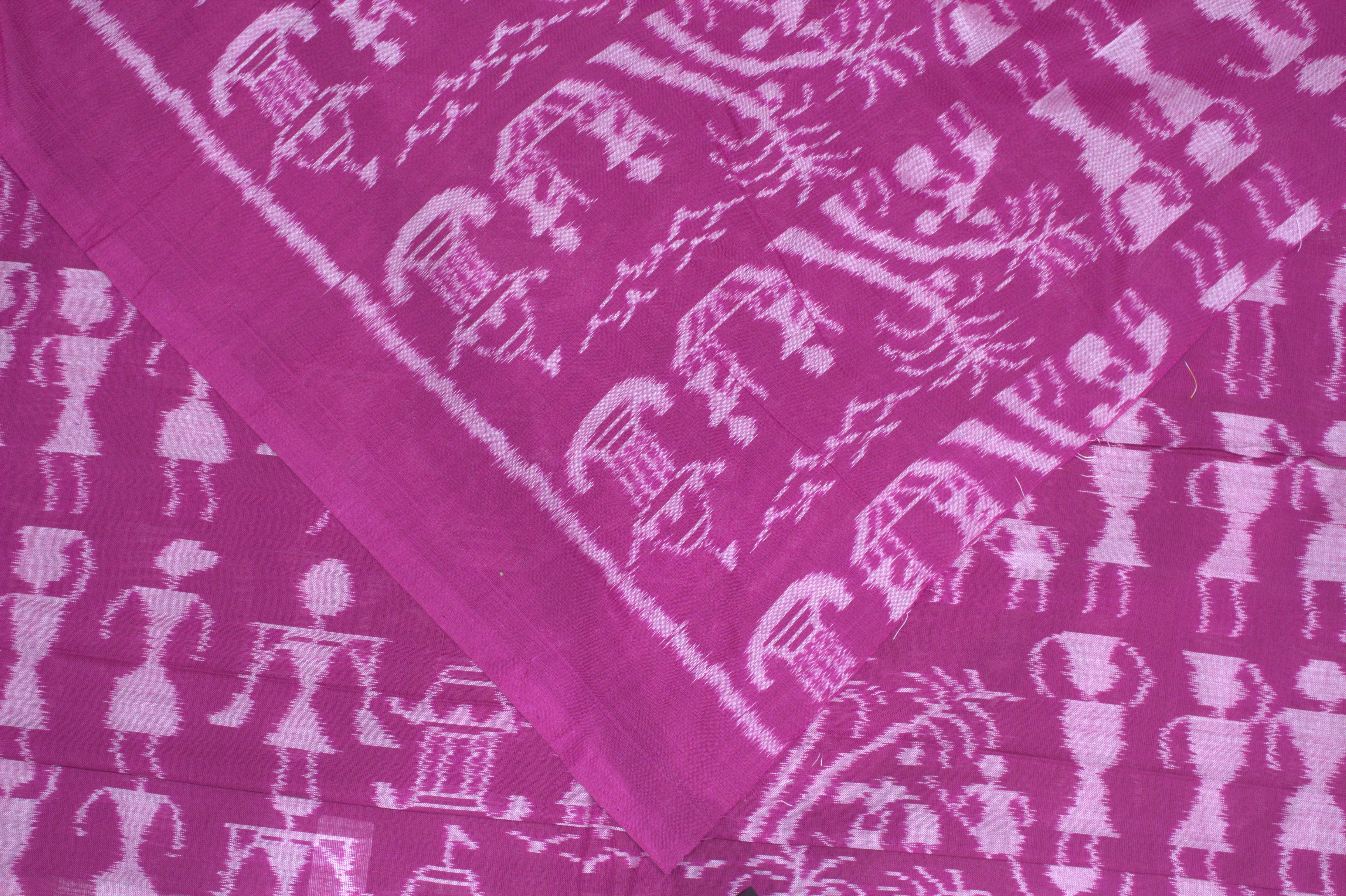 IndianVillèz Purple Tribal Themed Odisha Handloom Cotton Ikat Fabric - view 2