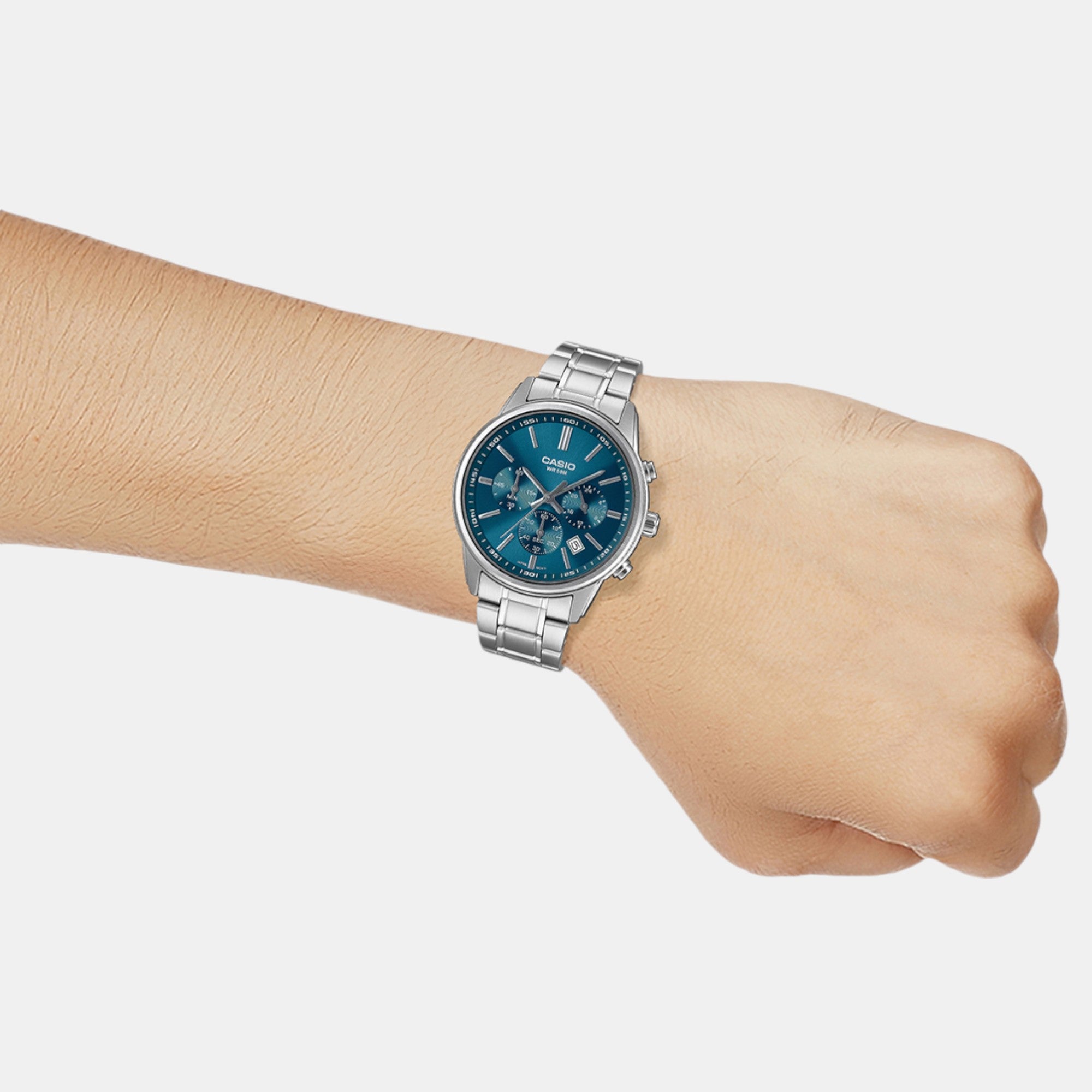 Casio Enticer Men Quartz Blue Dial Chronograph Stainless Steel Watch A2308 - view 7